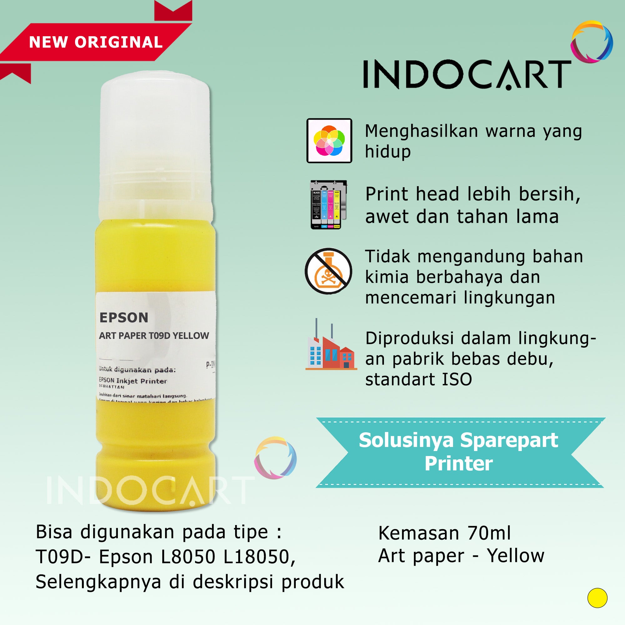 IndoCart Tinta Premium Refill Printer Epson 001 003 008 057 Art Paper Ink-70ml