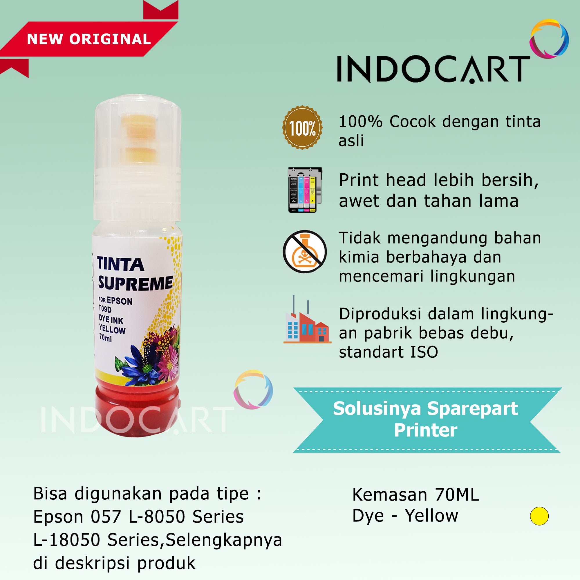 IndoCart Tinta Refill Printer Epson 057 6CL L8050 L18050 T09D 70ml