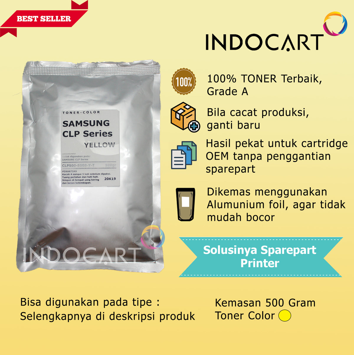 Serbuk Toner Warna Jepang-Samsung CLP 300 350 500 510 550 600 650 660 CLX 2160 3160-500gr