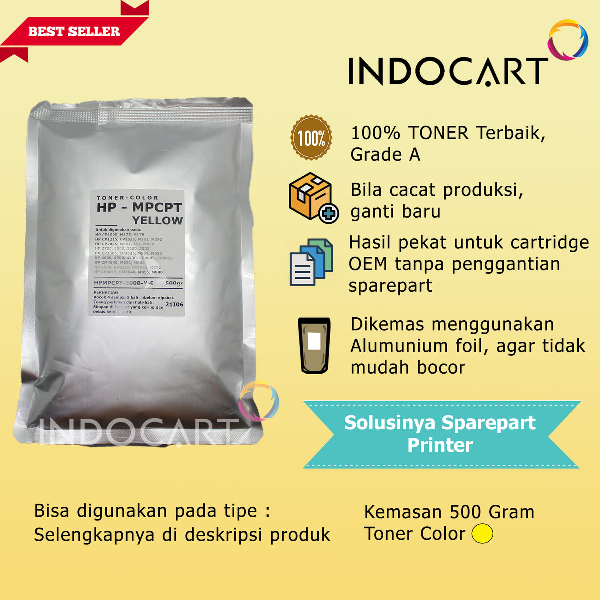 Serbuk Toner Warna MPCPT 130A 131A 304A 507A-HP M176 M251 M551 CP2025 CM2320 (300gr-1kg)
