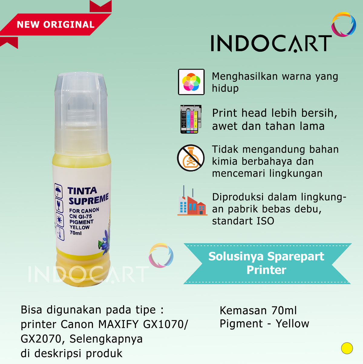 Tinta Supreme Canon GI-75 GI75 Compatible Pigment Ink-Canon GX1070 GX2070-70ml