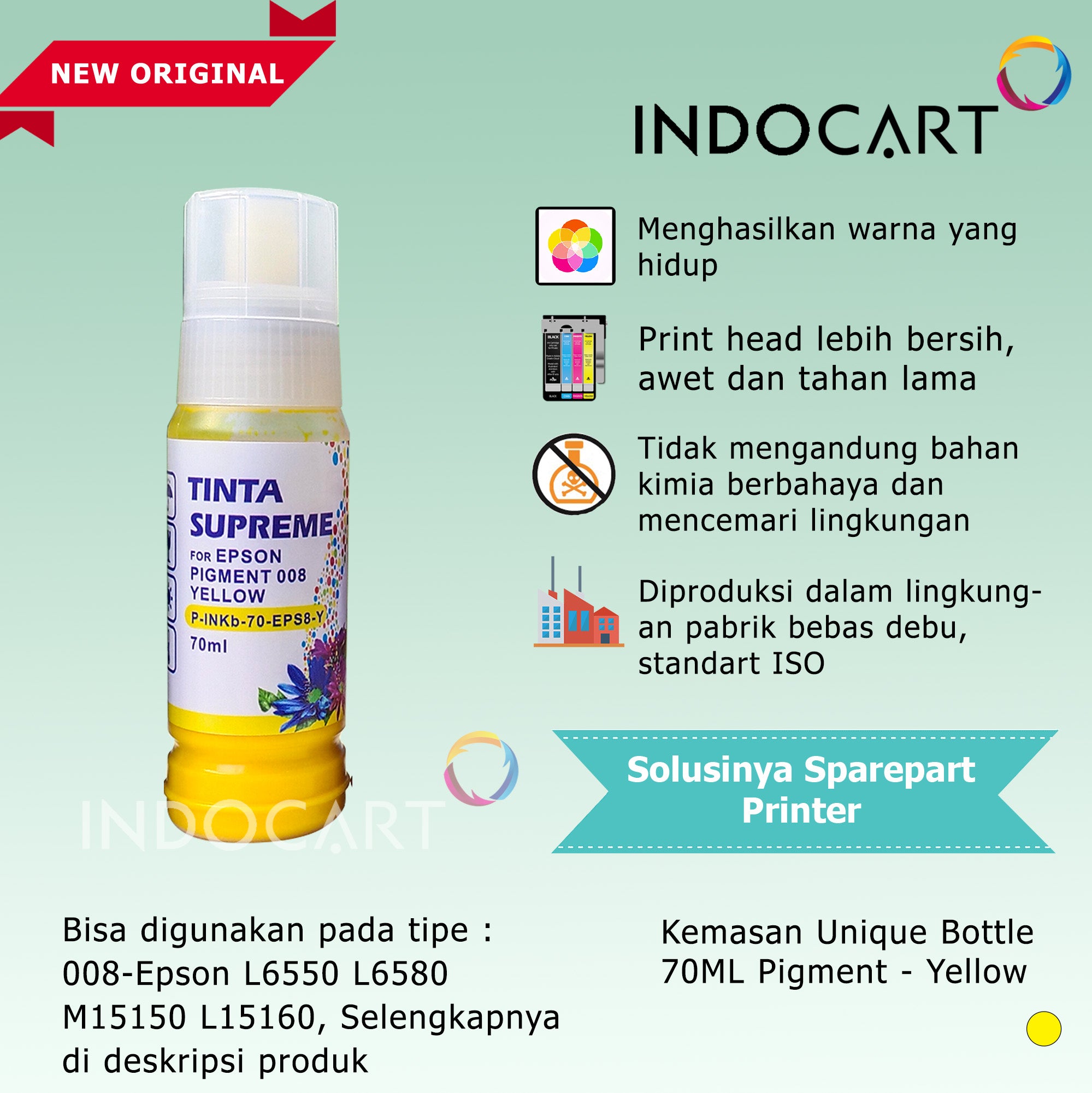 IndoCart Tinta Refill Printer Epson 008 Pigment Ink-70ml-no box