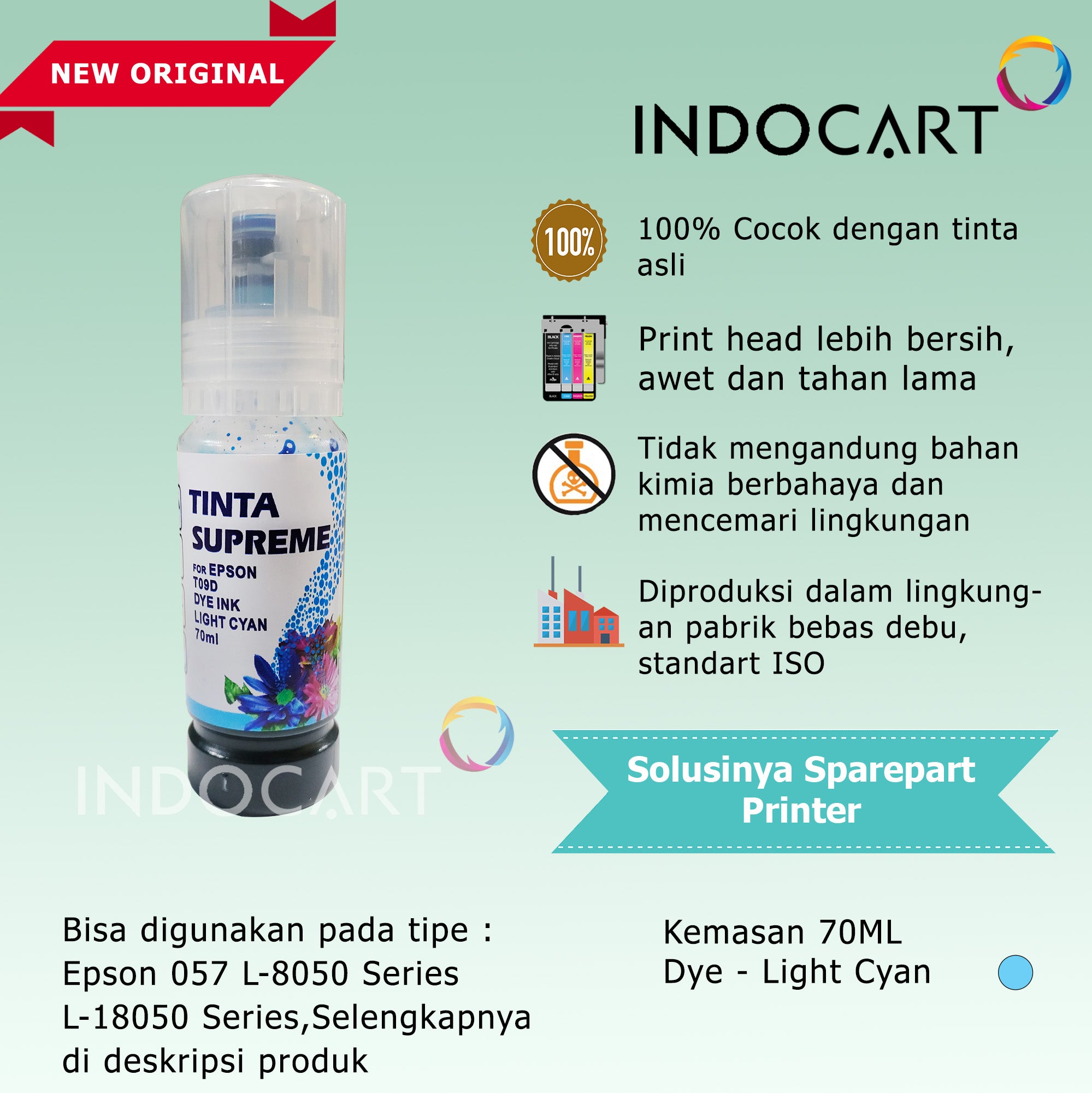 IndoCart Tinta Refill Printer Epson 057 6CL L8050 L18050 T09D 70ml