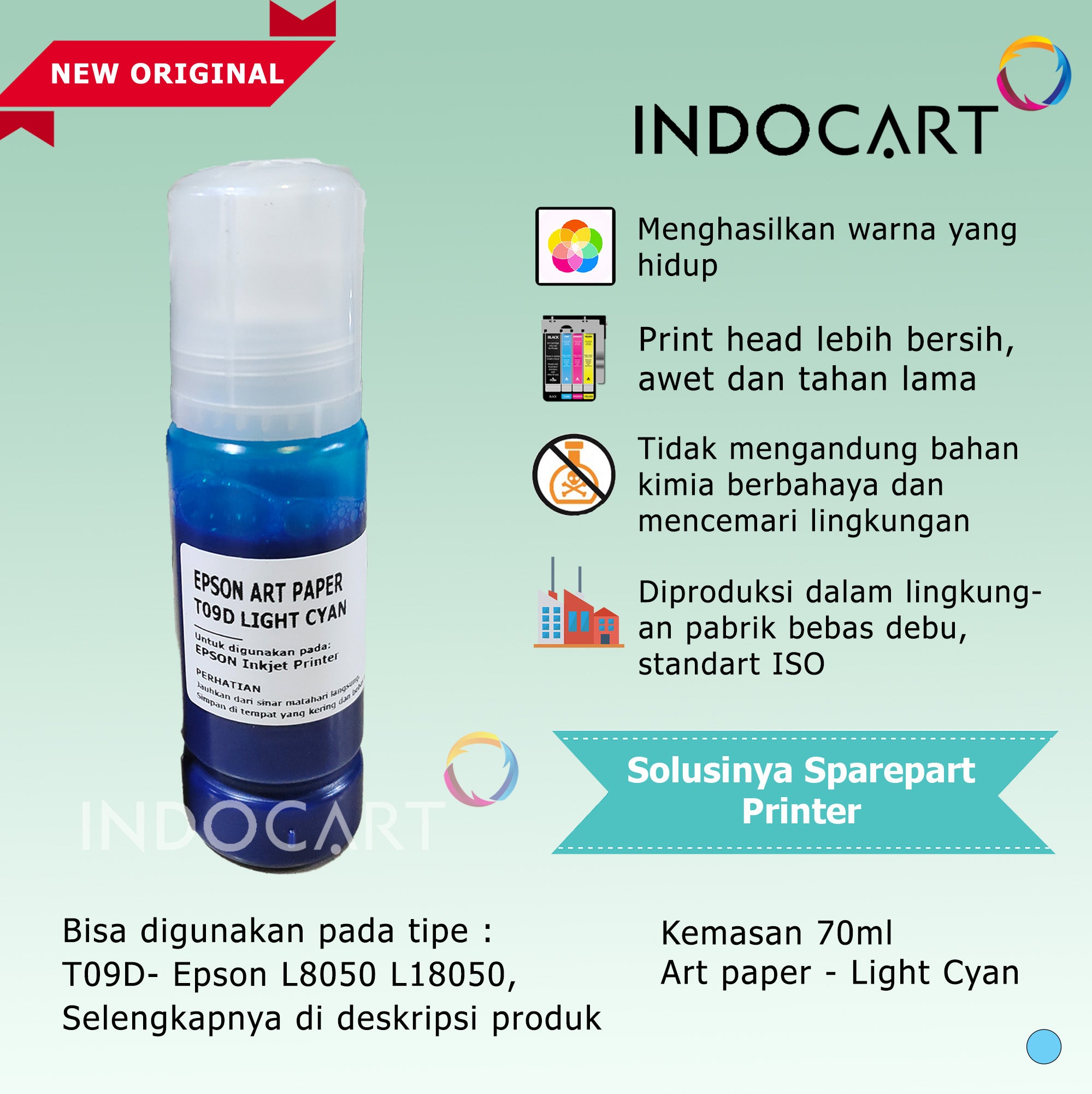 IndoCart Tinta Premium Refill Printer Epson 001 003 008 057 Art Paper Ink-70ml