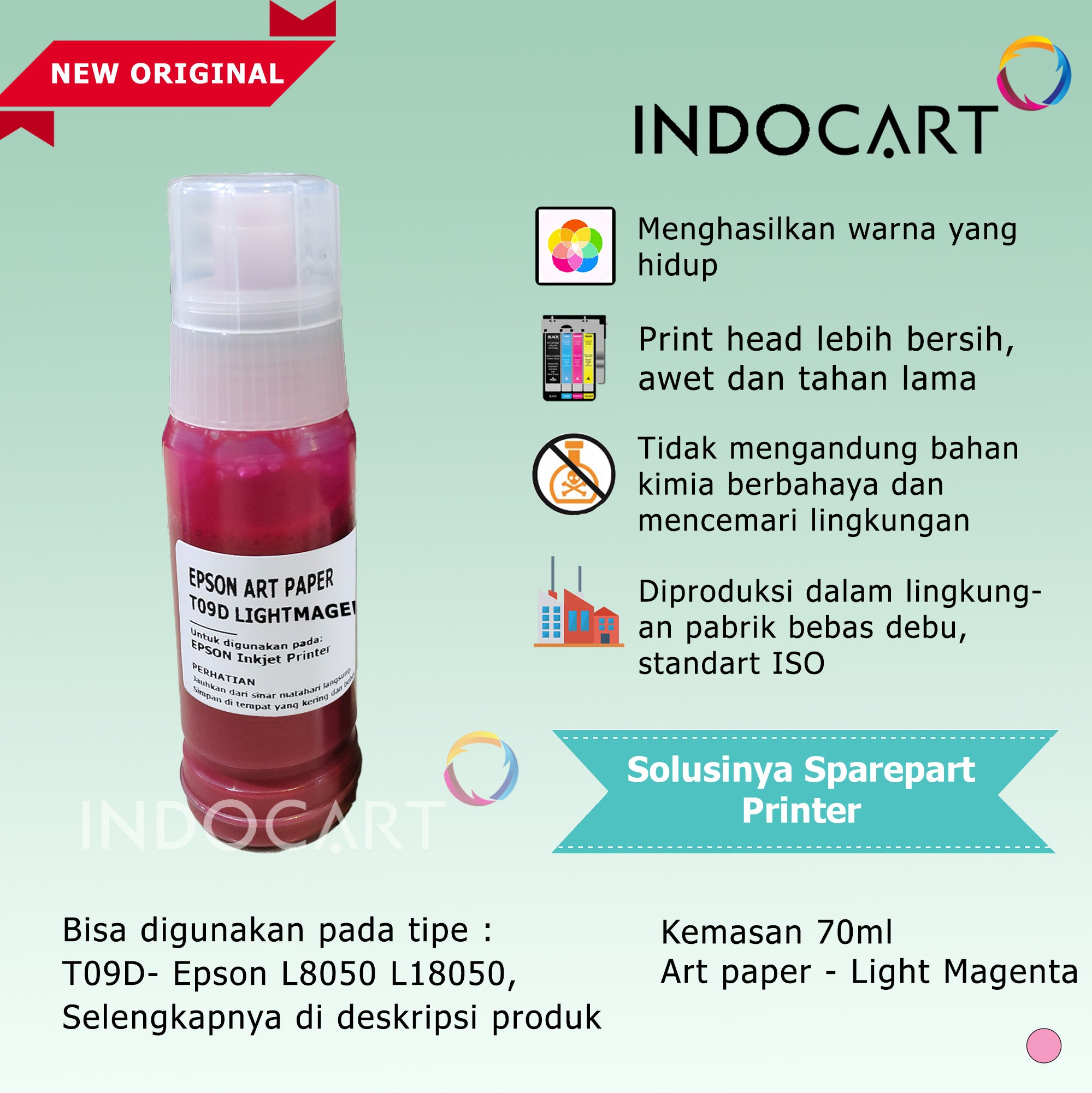 IndoCart Tinta Premium Refill Printer Epson 001 003 008 057 Art Paper Ink-70ml