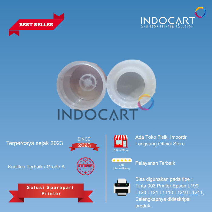 Botol Bulat 70ml Semi Transparant (HDPE) Plus Tutup-Epson 001 003-10 Pcs
