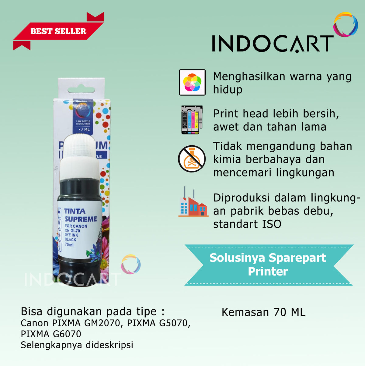 Tinta Supreme Canon GI 70 GI70 Compatible Dye Ink-Canon G5070 G6070 G7070 GM2070 GM4070-70ml