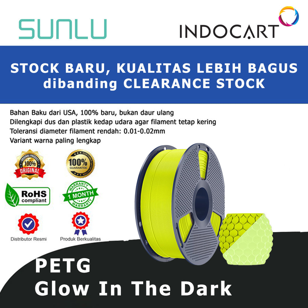 3D Printer Filament SUNLU PETG Glow In The Dark Containing Luminous Powder 1.75mm 1Kg