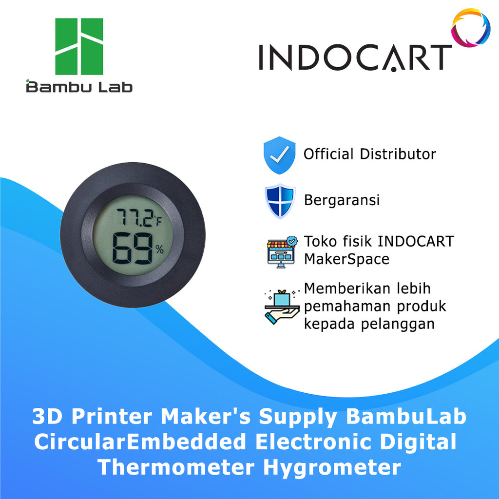 3D Printer Modeling Maker's Supply BambuLab Circular Embedded Electronic Digital Thermometer Hygrometer