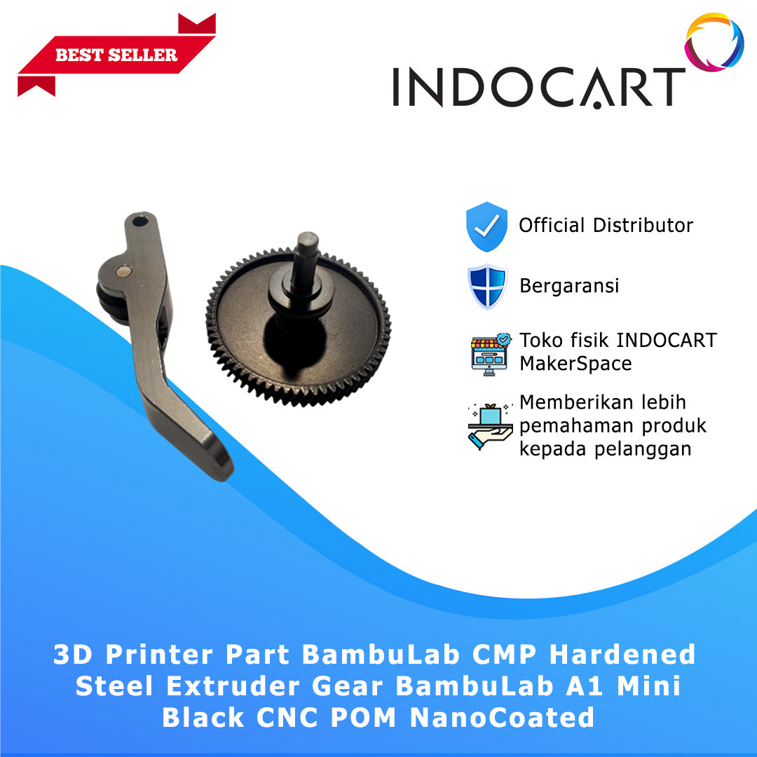 3D Printer Parts BambuLab CMP Hardened Steel Extruder Gear Black CNC POM Nano Coated BambuLab A1 Mini
