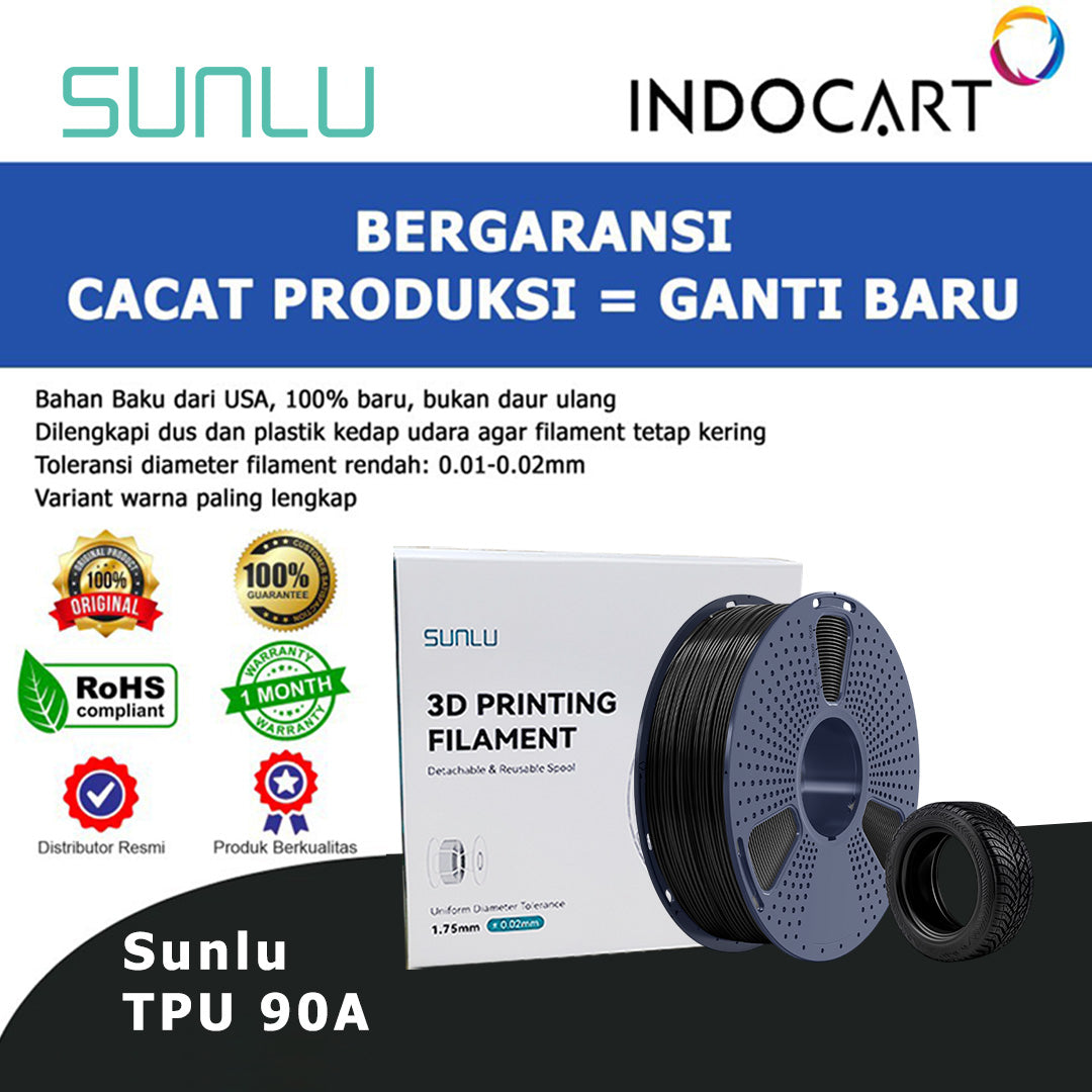 3D Printer Filament SUNLU TPU 90A High and Foldable Wear Resistance 1.75mm 1Kg