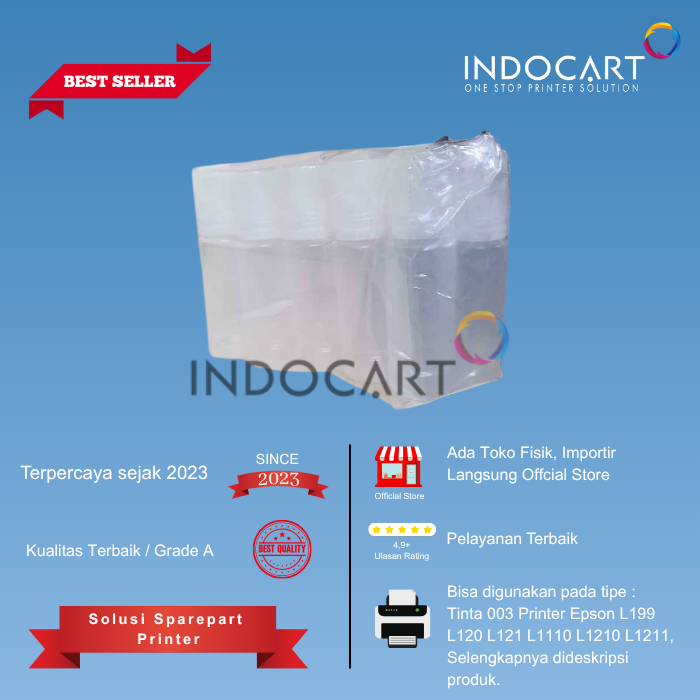 Botol Bulat 70ml Semi Transparant (HDPE) Plus Tutup-Epson 001 003-10 Pcs
