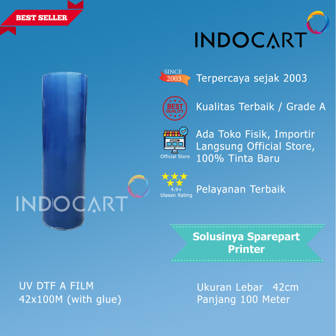 PET Film UV DTF A (Plus Glue) dan PET Film UV DTF B Premium High Quality