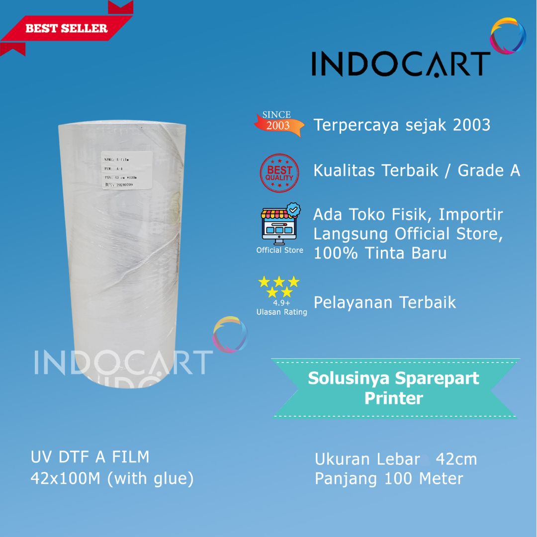 PET Film UV DTF A (Plus Glue) dan PET Film UV DTF B Premium High Quality