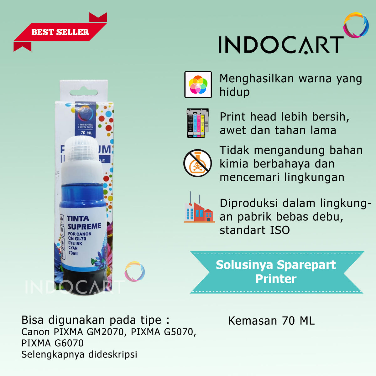 Tinta Supreme Canon GI 70 GI70 Compatible Dye Ink-Canon G5070 G6070 G7070 GM2070 GM4070-70ml