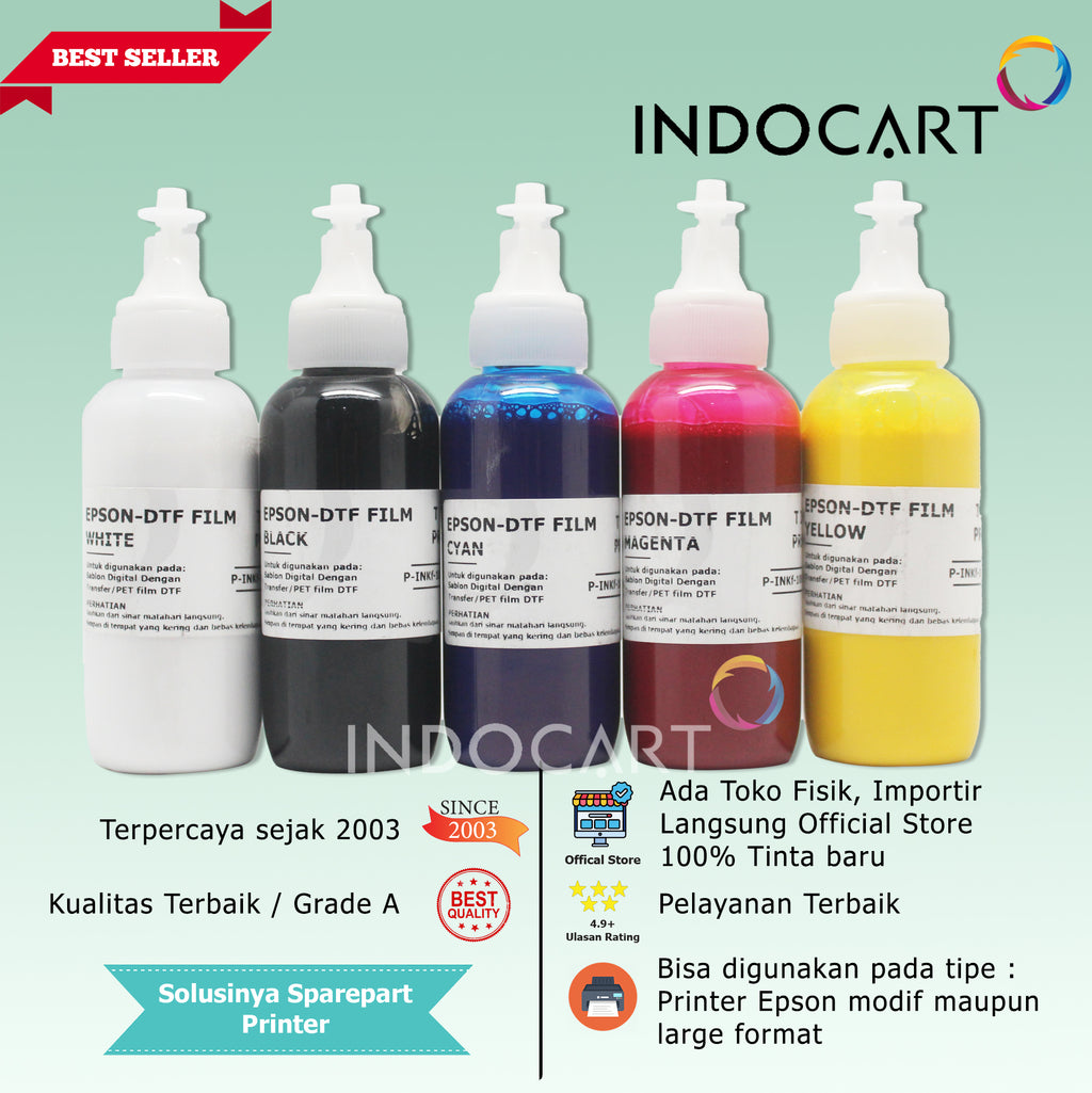 IndoCart Tinta Premium Epson Tinta DTF Digital Transfer Film-100ml