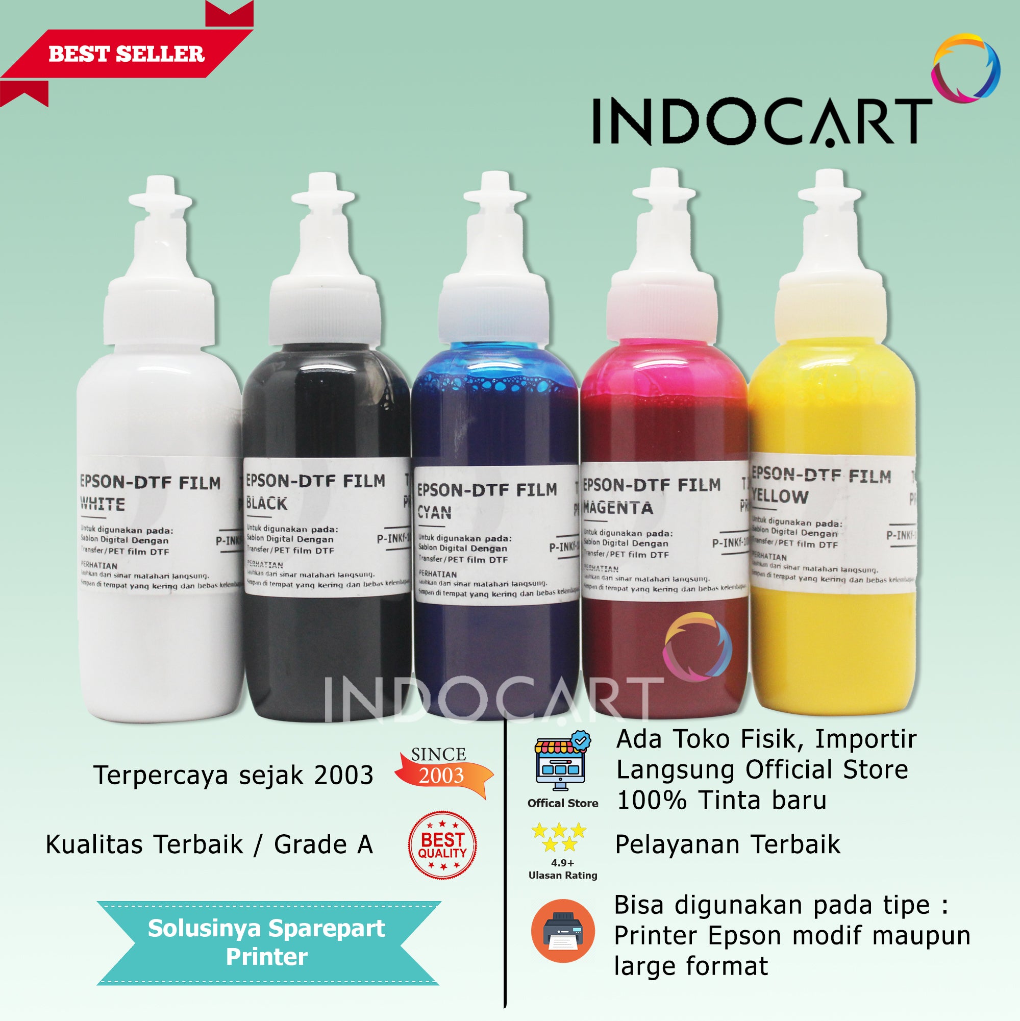 IndoCart Tinta Premium Epson Tinta DTF Digital Transfer Film-100ml