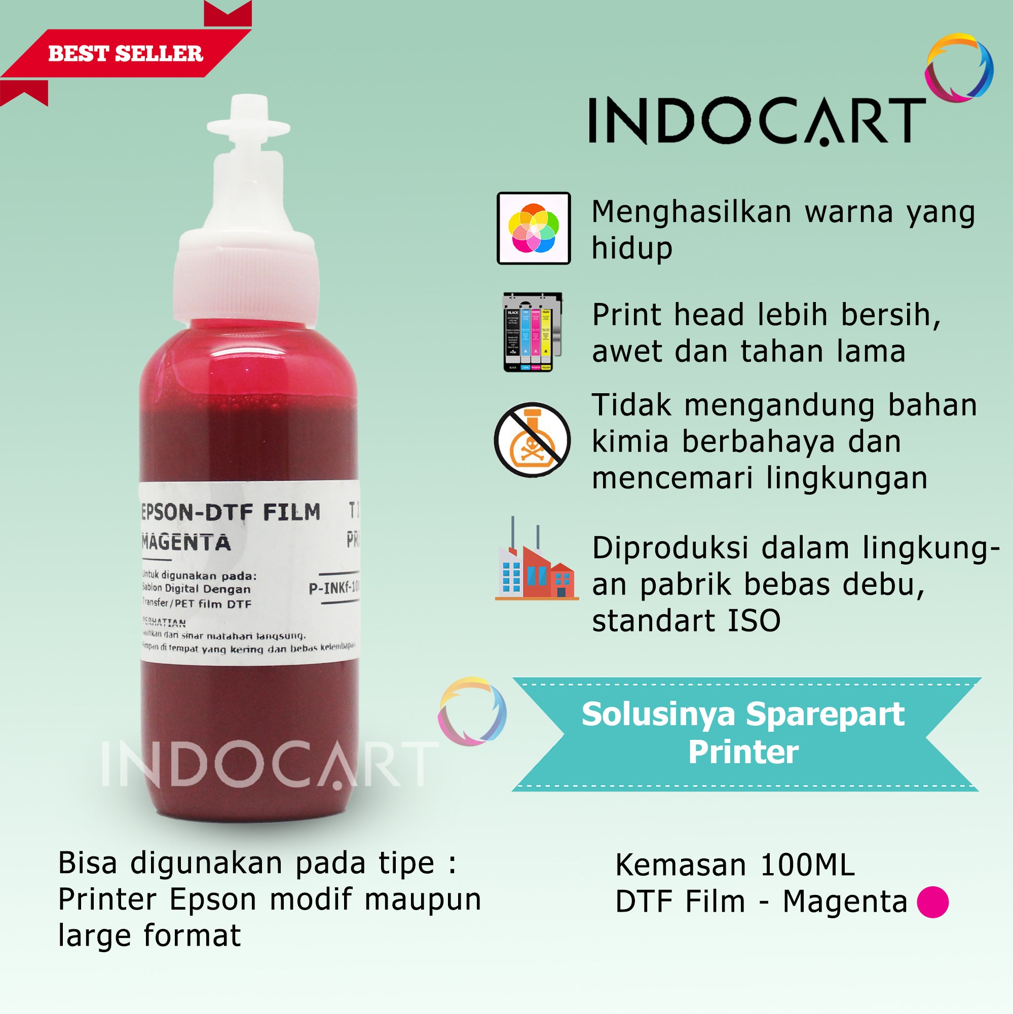 IndoCart Tinta Premium Epson Tinta DTF Digital Transfer Film-100ml