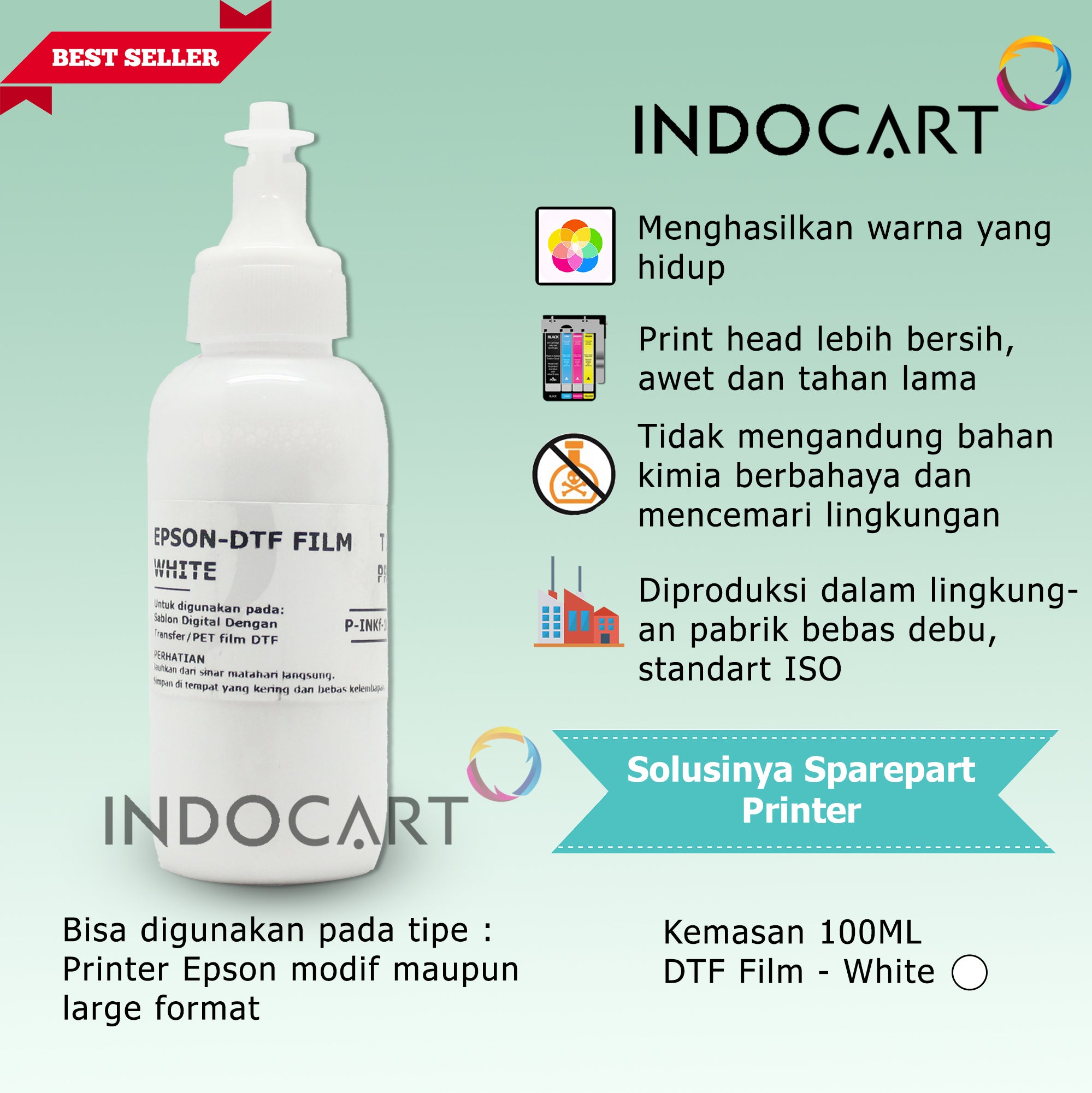 IndoCart Tinta Premium Epson Tinta DTF Digital Transfer Film-100ml