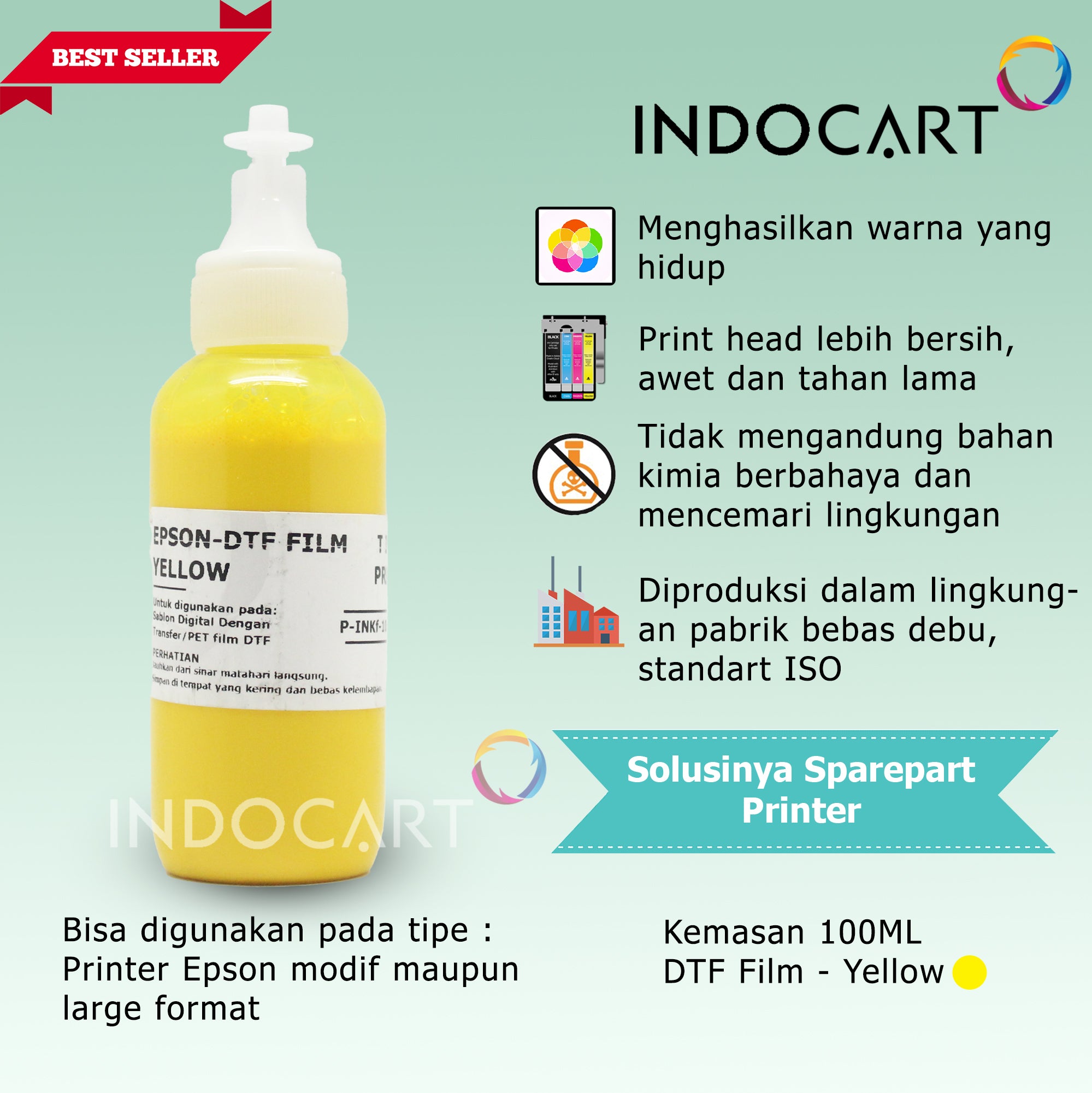 IndoCart Tinta Premium Epson Tinta DTF Digital Transfer Film-100ml