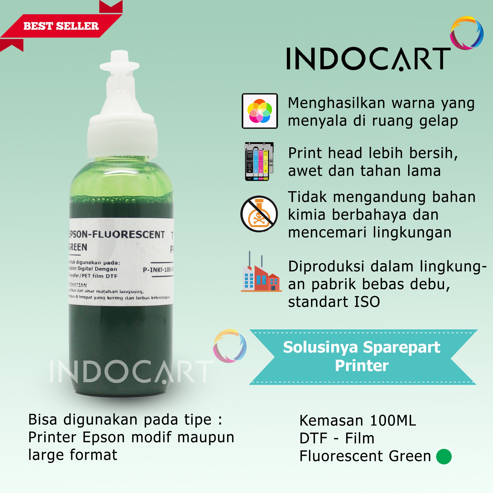 IndoCart Tinta Premium Epson Tinta DTF Fluorescent-100ml