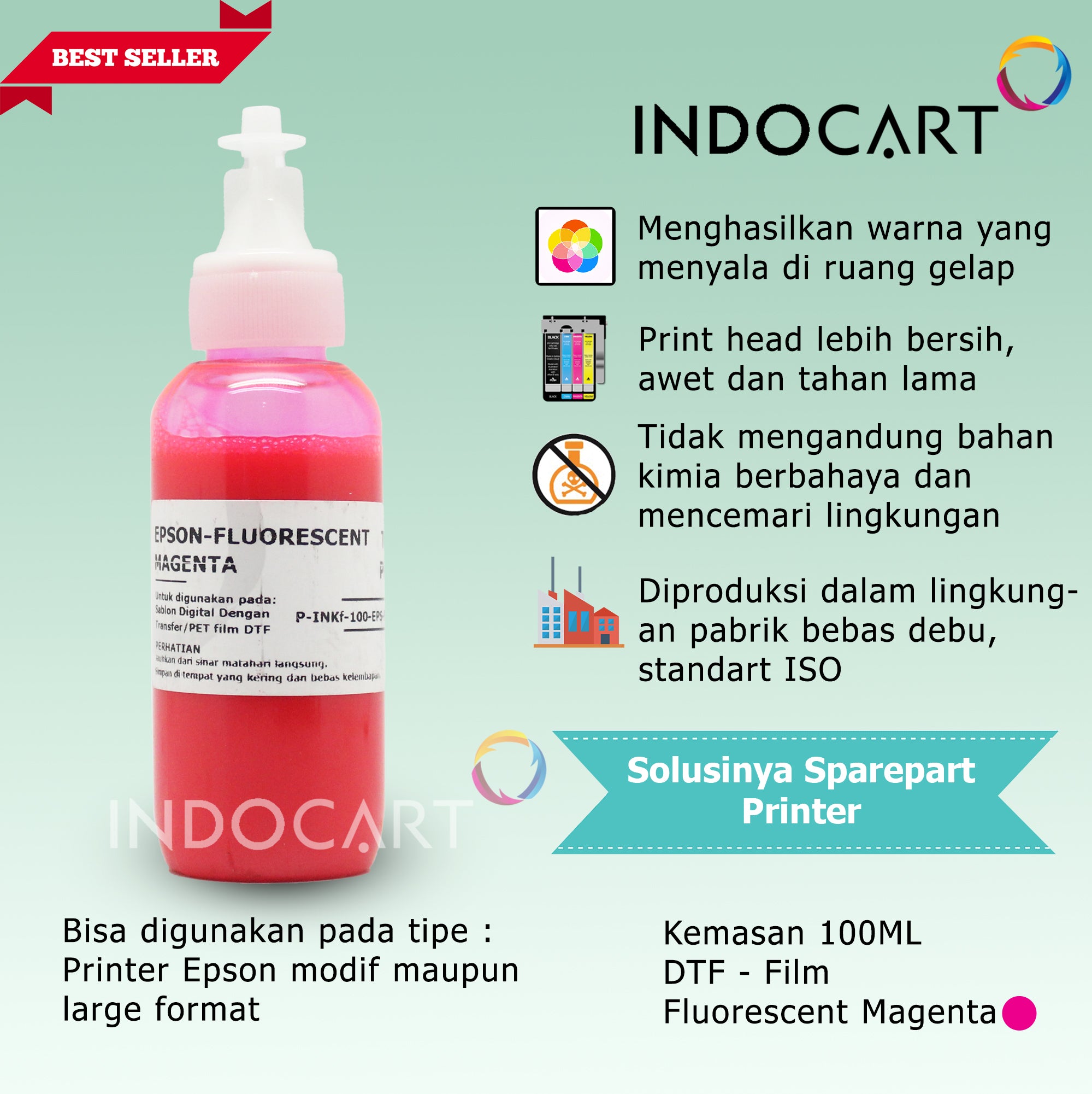 IndoCart Tinta Premium Epson Tinta DTF Fluorescent -100ml