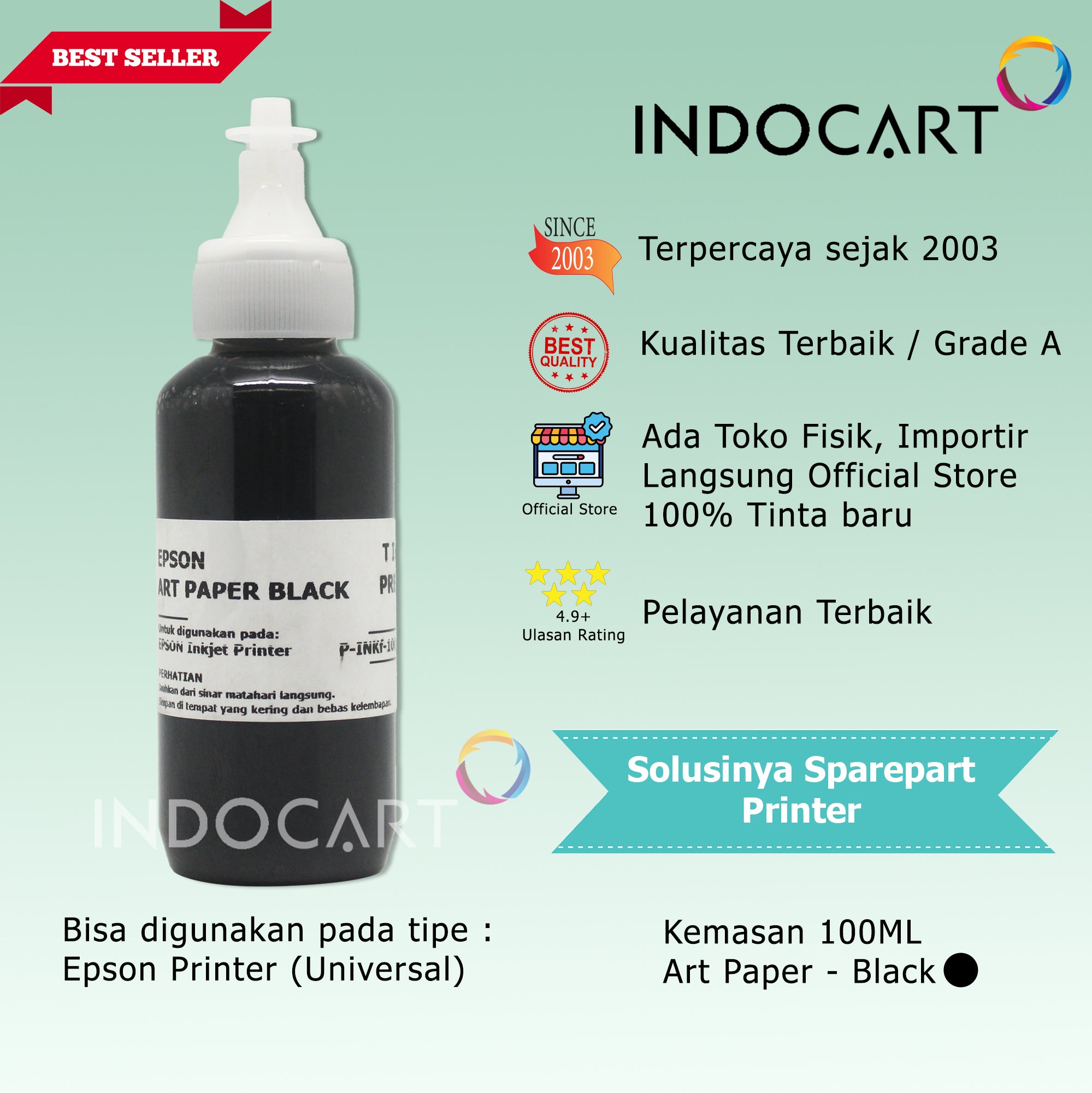 IndoCart Tinta Refill Premium Printer Epson-Art Paper Ink-100ml