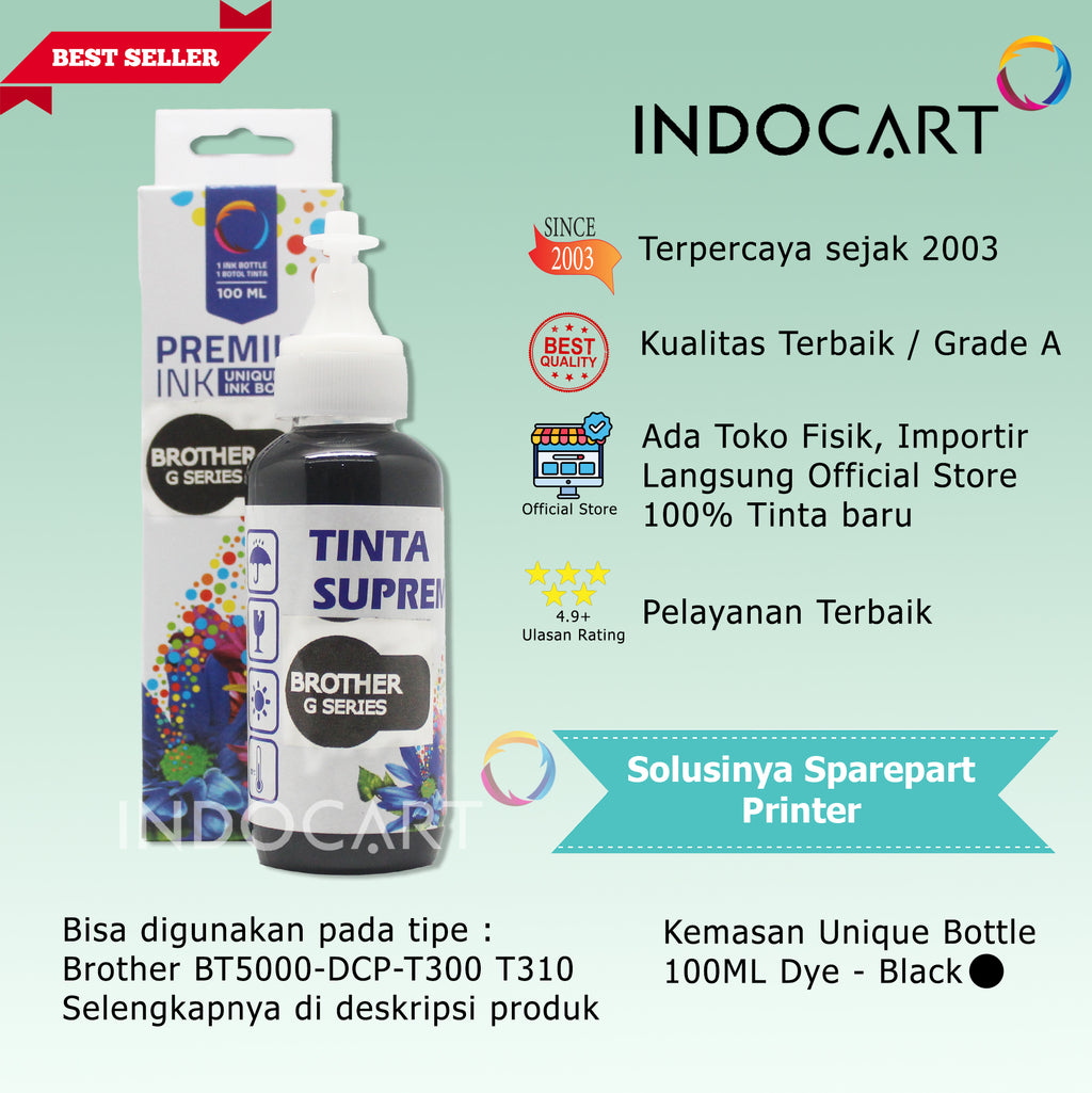 IndoCart Tinta Refill Brother BT5000 BT 5000-Dye Ink-100ml