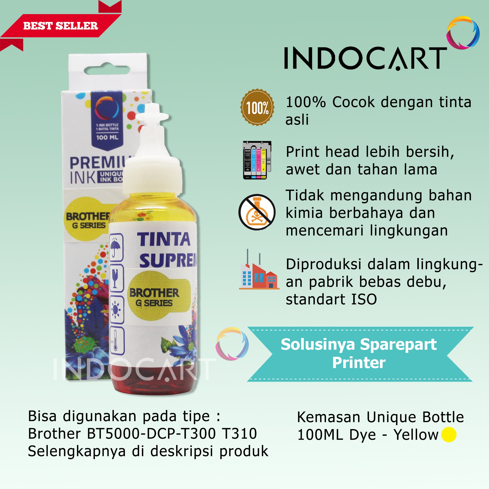 IndoCart Tinta Refill Brother BTD60BK BTD60 BT D60-Dye-100ml