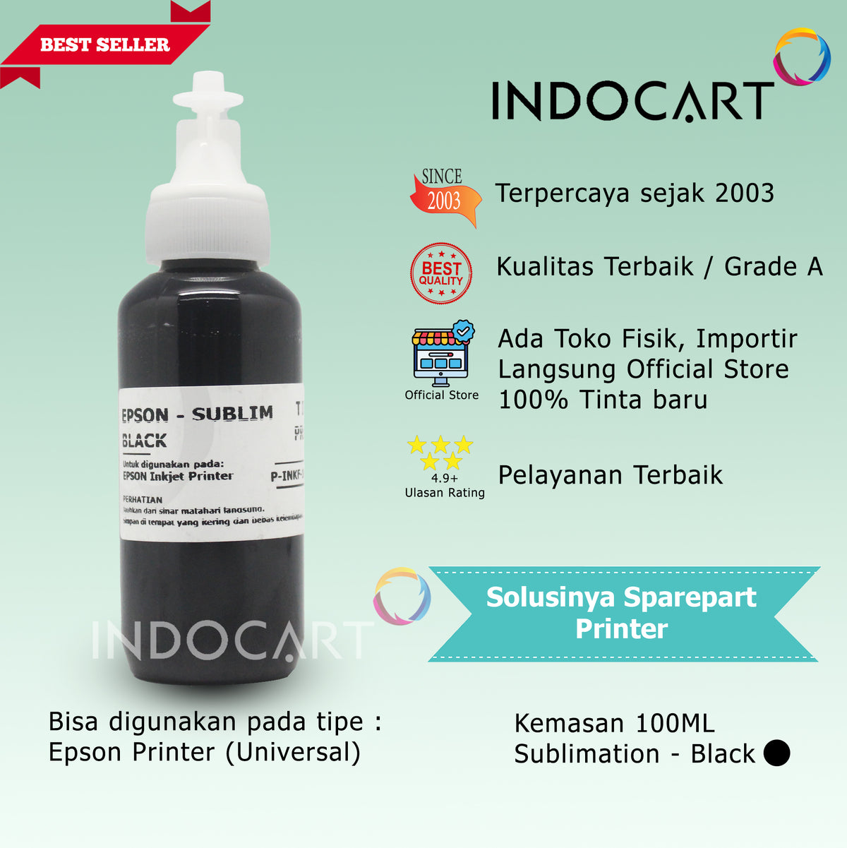 IndoCart Tinta Refill Premium Printer Epson-Sublim Sublimation Ink-100
