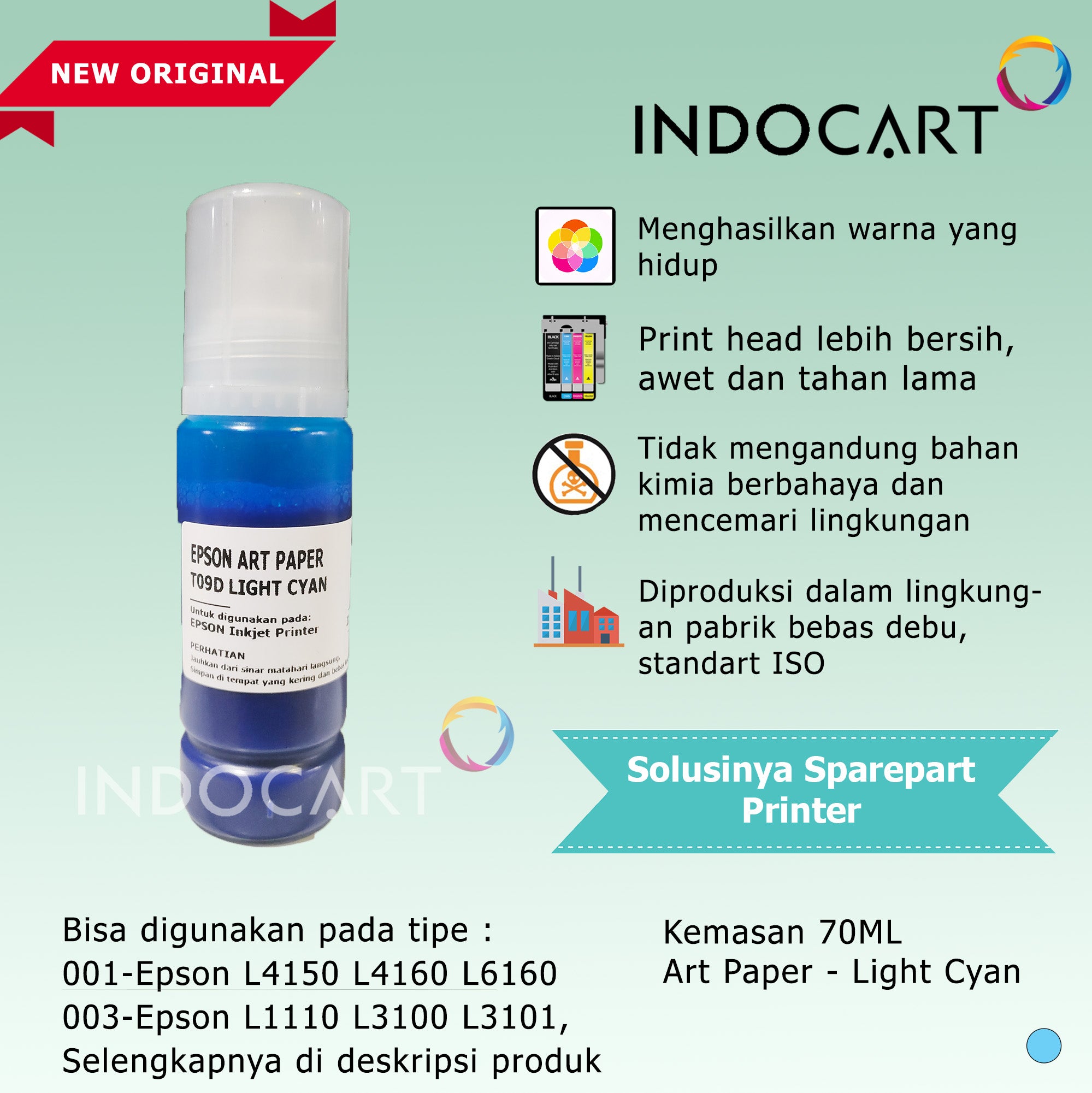 IndoCart Tinta Refill Printer Epson 001 003 008 T09D 057 6CL 70ml