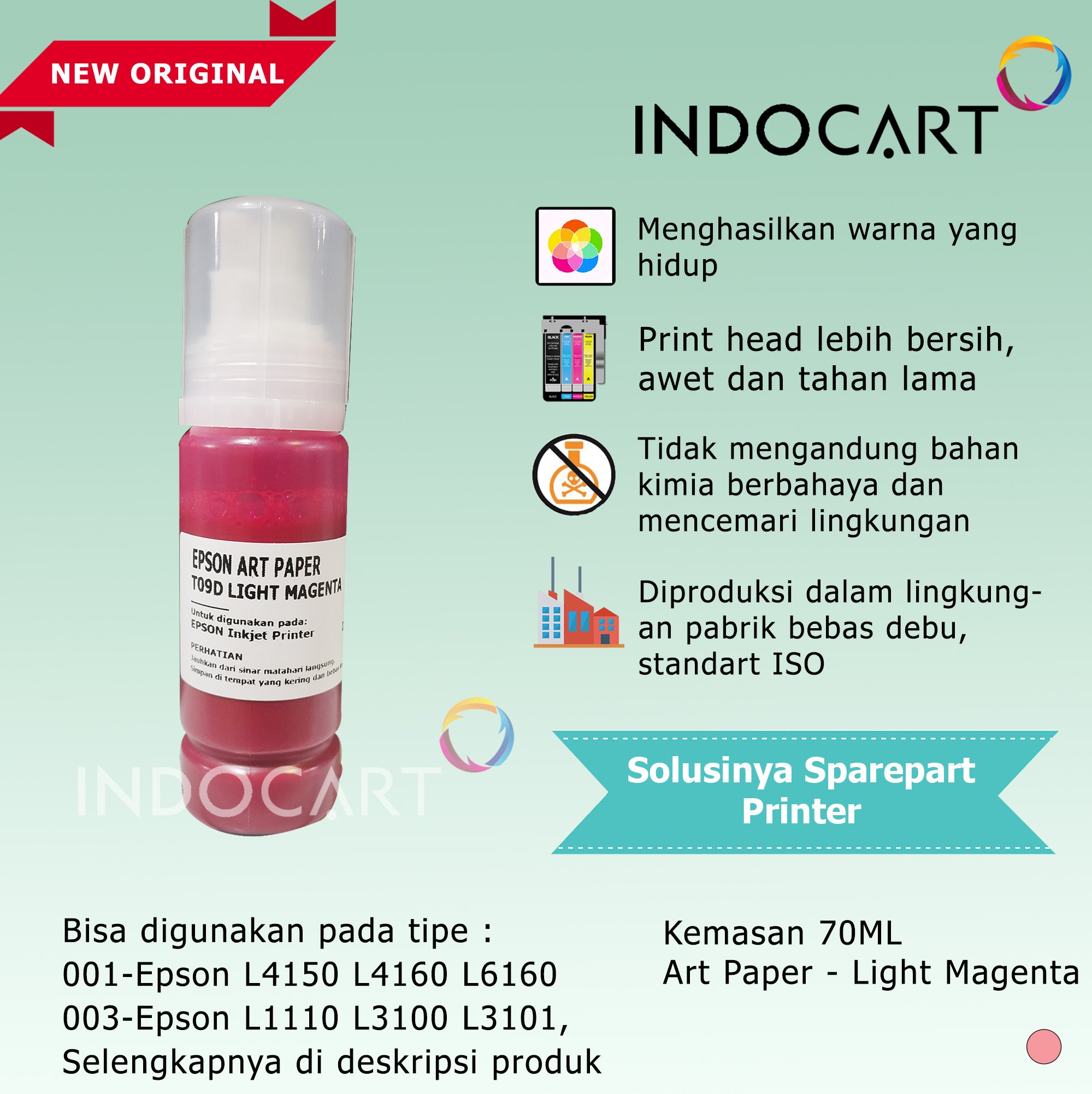 IndoCart Tinta Refill Printer Epson 001 003 008 T09D 057 6CL 70ml