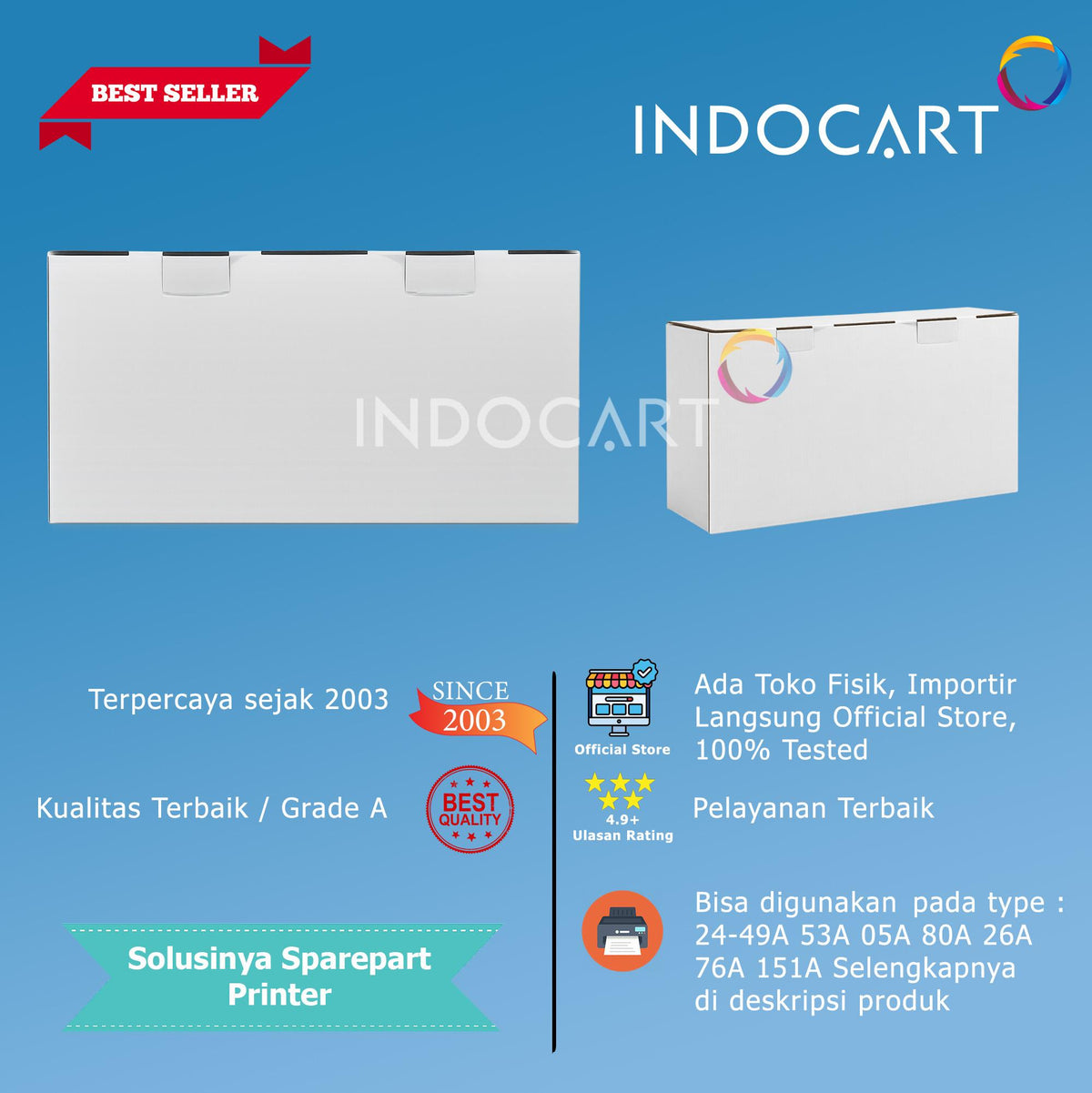 Kardus Cartridge Putih Polos 24-Toner Cartridge 49A 53A 05A 80A 26A 76A 151A-Isi 10 Pcs