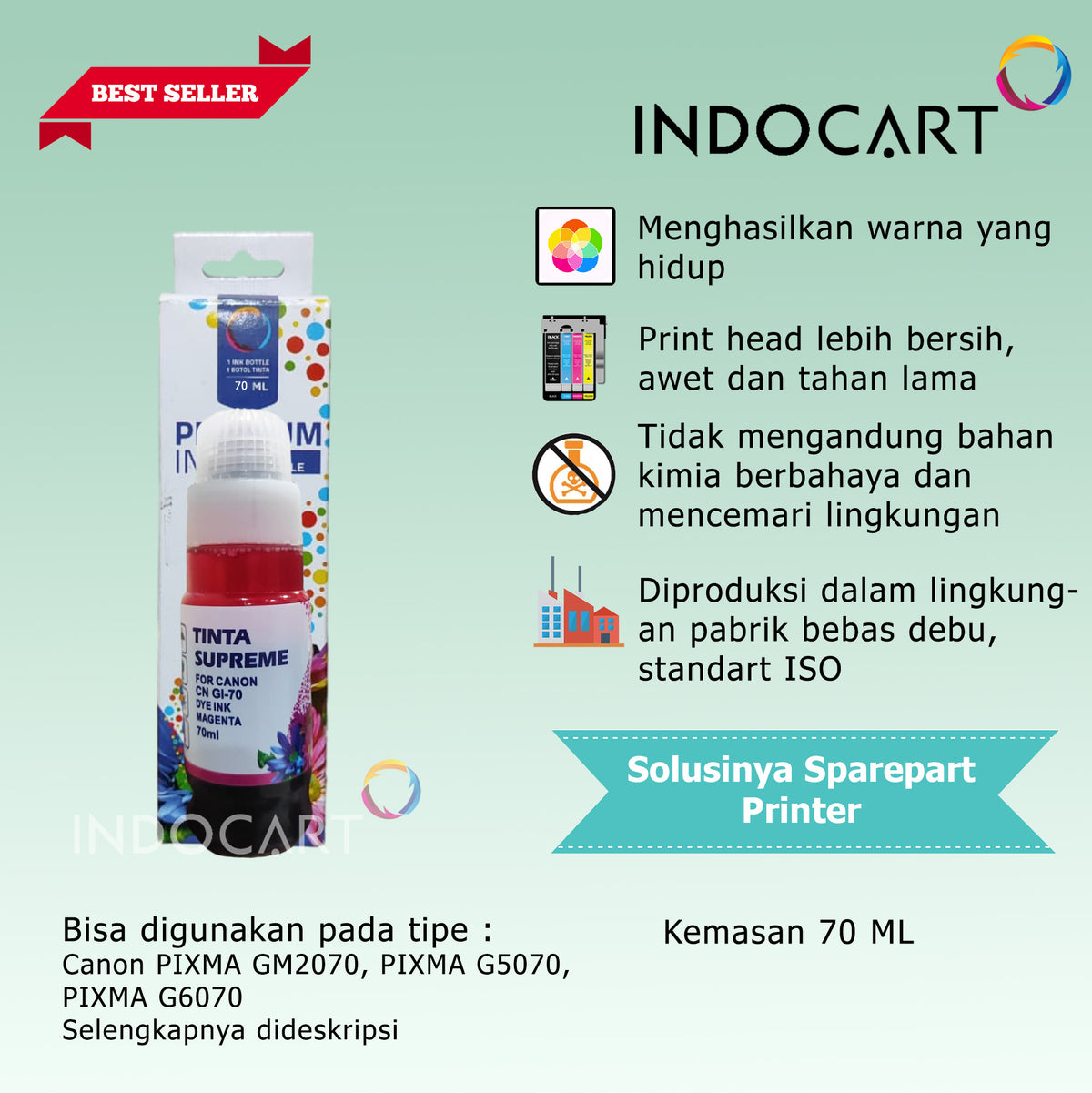 Tinta Supreme Canon GI 70 GI70 Compatible Dye Ink-Canon G5070 G6070 G7070 GM2070 GM4070-70ml