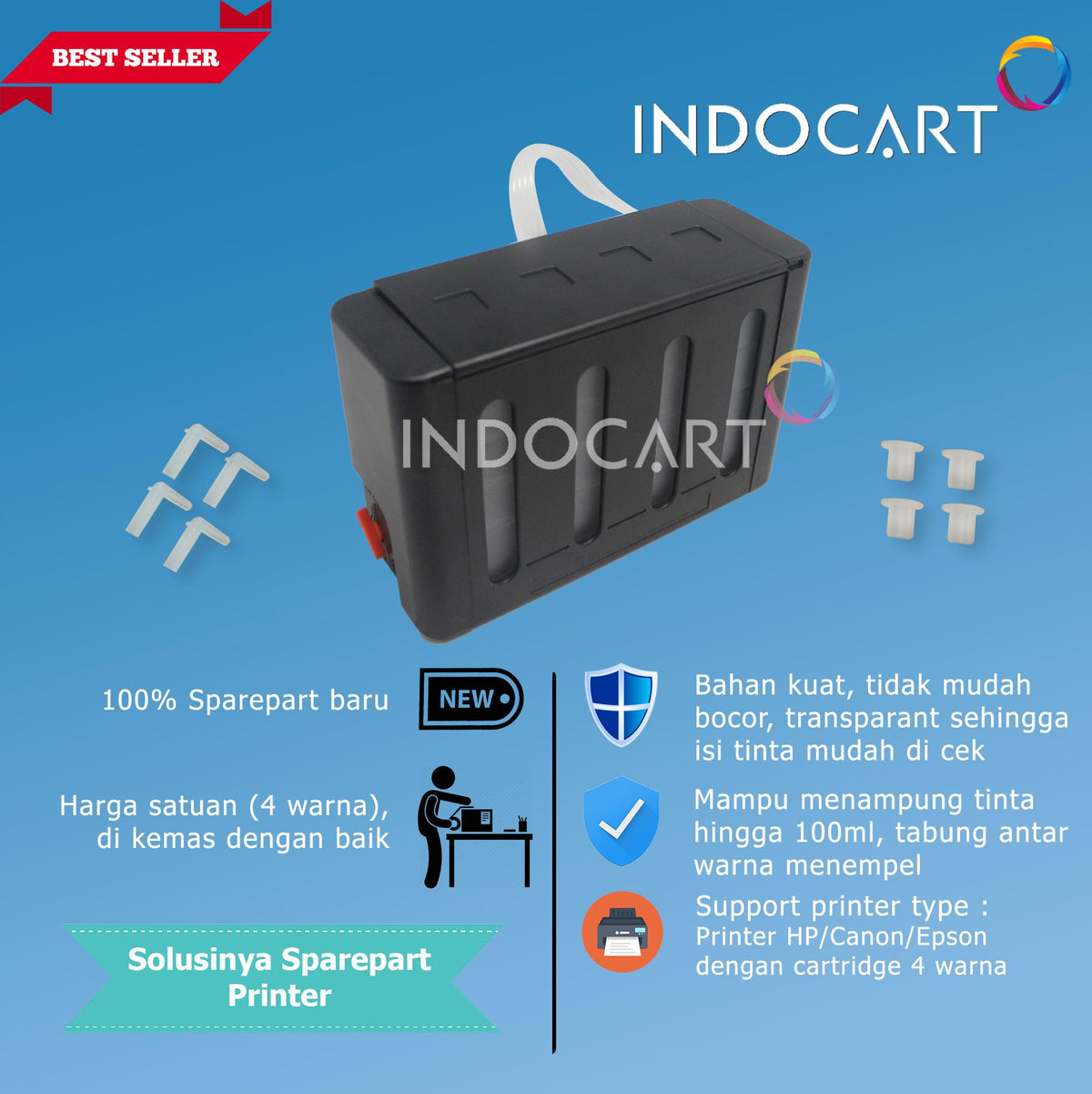 Ink Tank Modif-Tabung Infus Printer Tinta Epson HP Canon 4W Dengan Jepitan Selang
