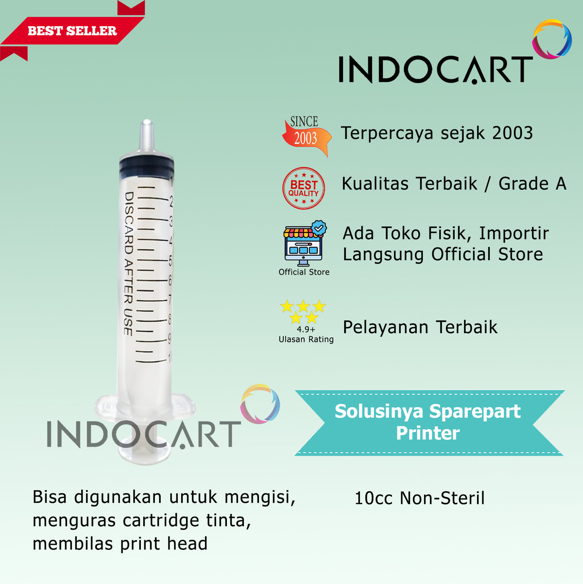 Syringe Spuid Spuit 10cc-Jarum Suntik-Suntikan Tinta Non Steril 10cc-10 Pcs