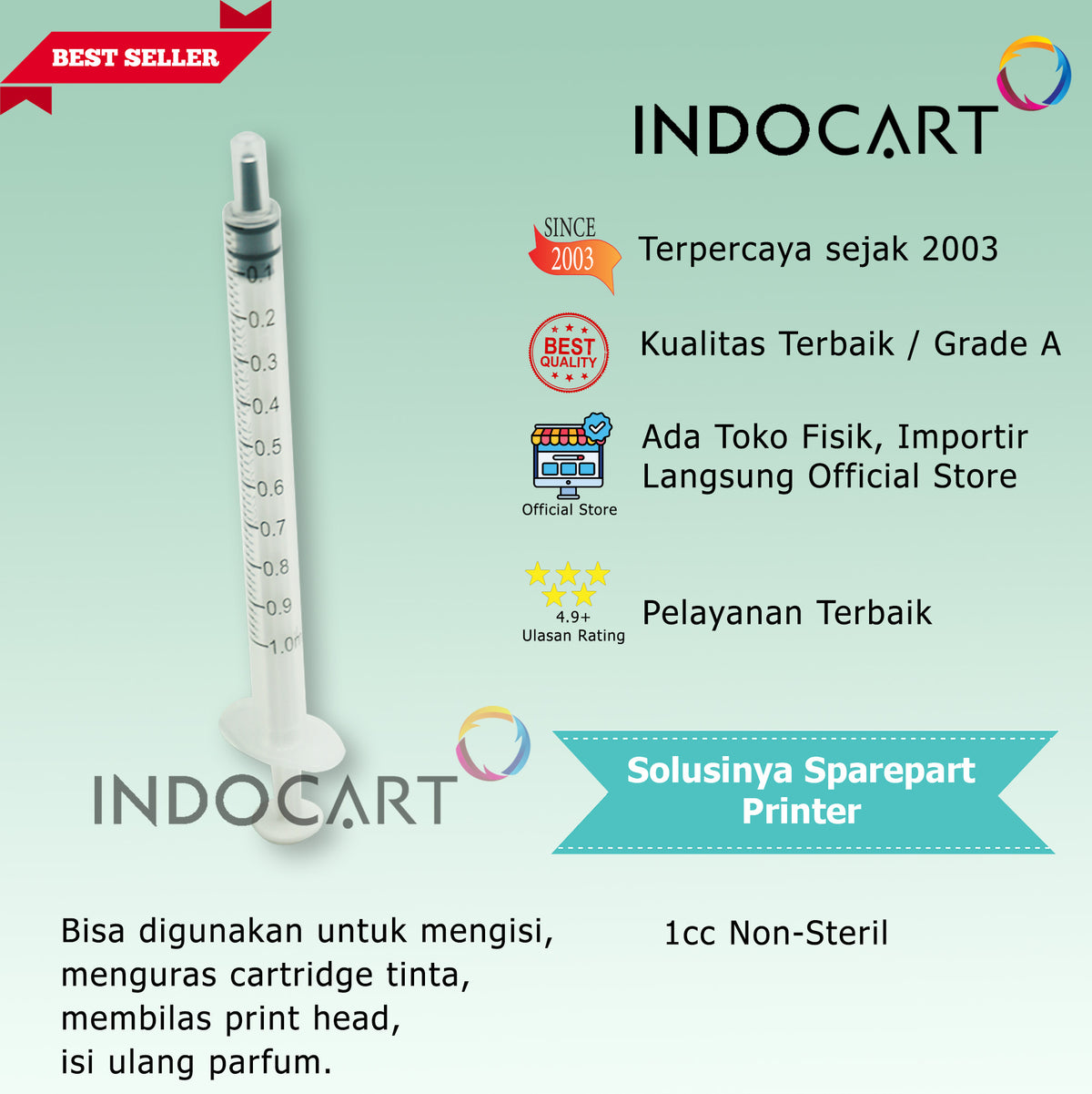 Syringe Spuid Spuit 1cc-Suntikan Tinta Non Steril Plus Jarum Pendek 1cc-20 Pcs