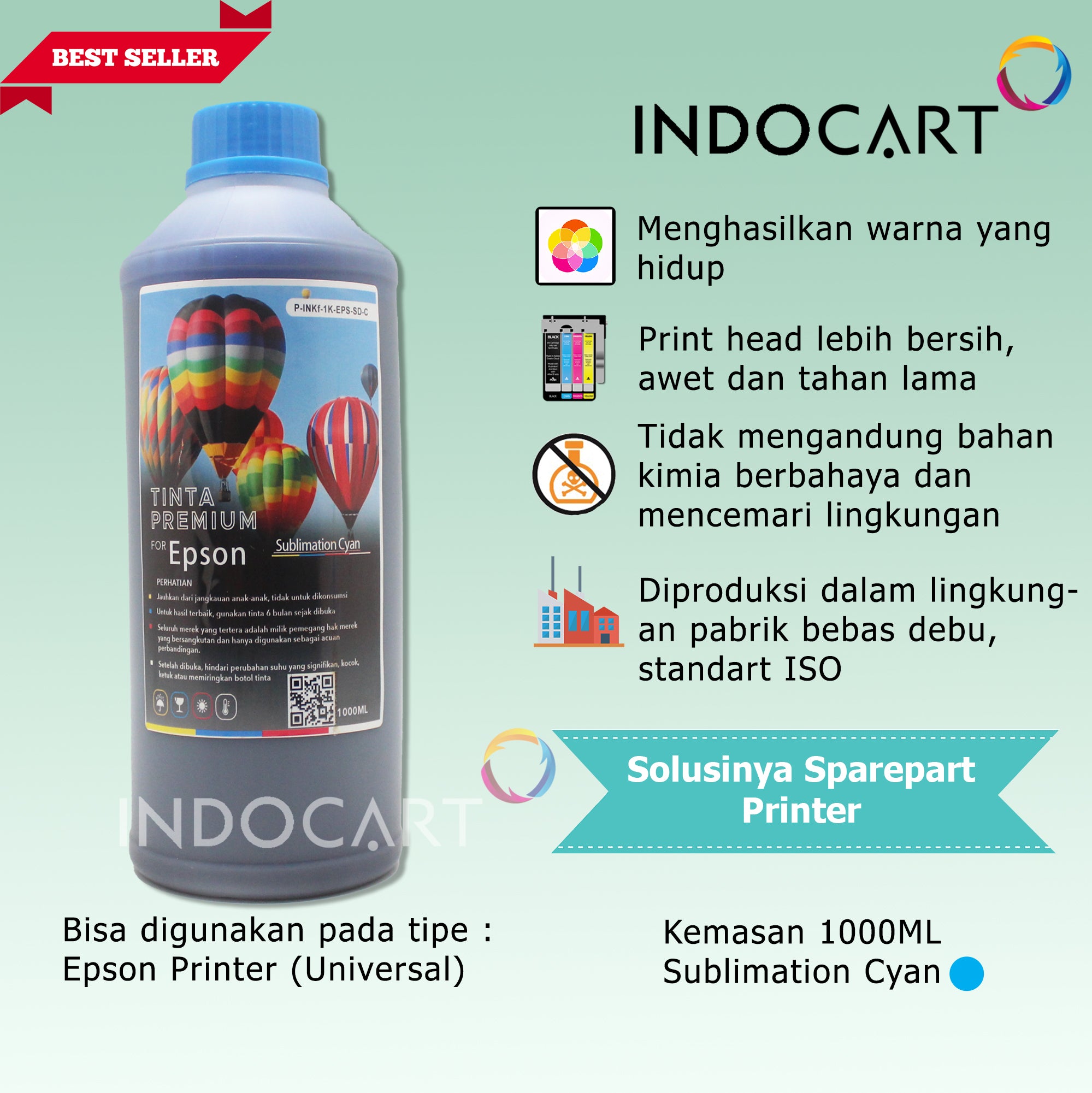 IndoCart Tinta Refill Premium Printer Epson-Sublim Sublimation Ink-1kg