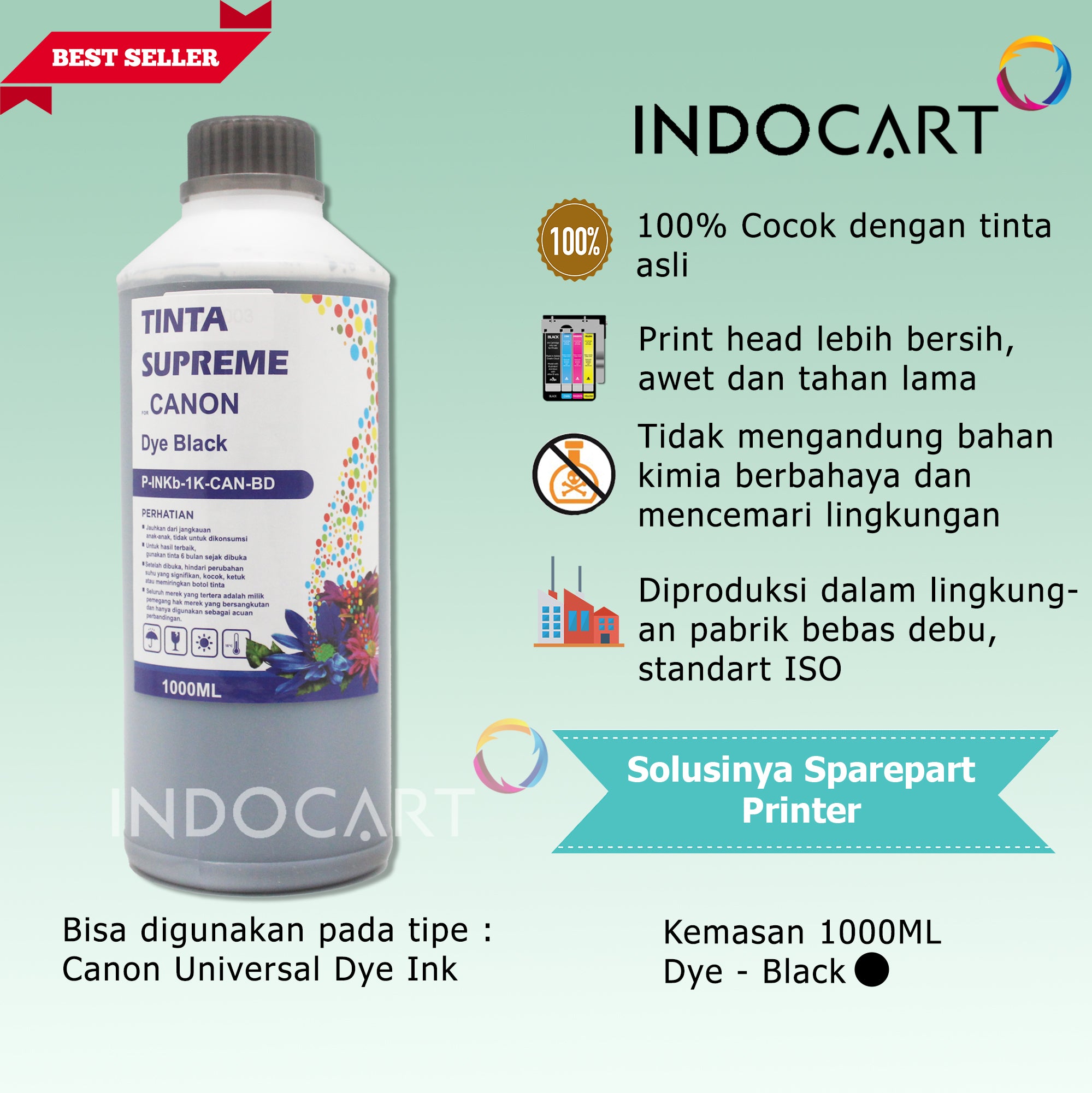 IndoCart Tinta Refill Canon PGI725 PGI750 PG88-Dye Ink-1kg