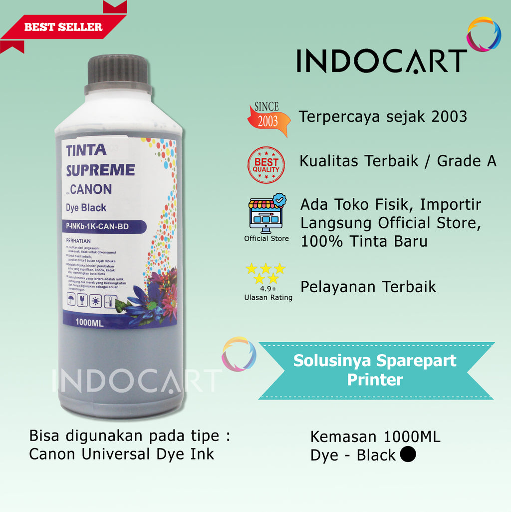 IndoCart Tinta Refill Canon PG 40 47 740 745 810 830-Dye Ink-1kg