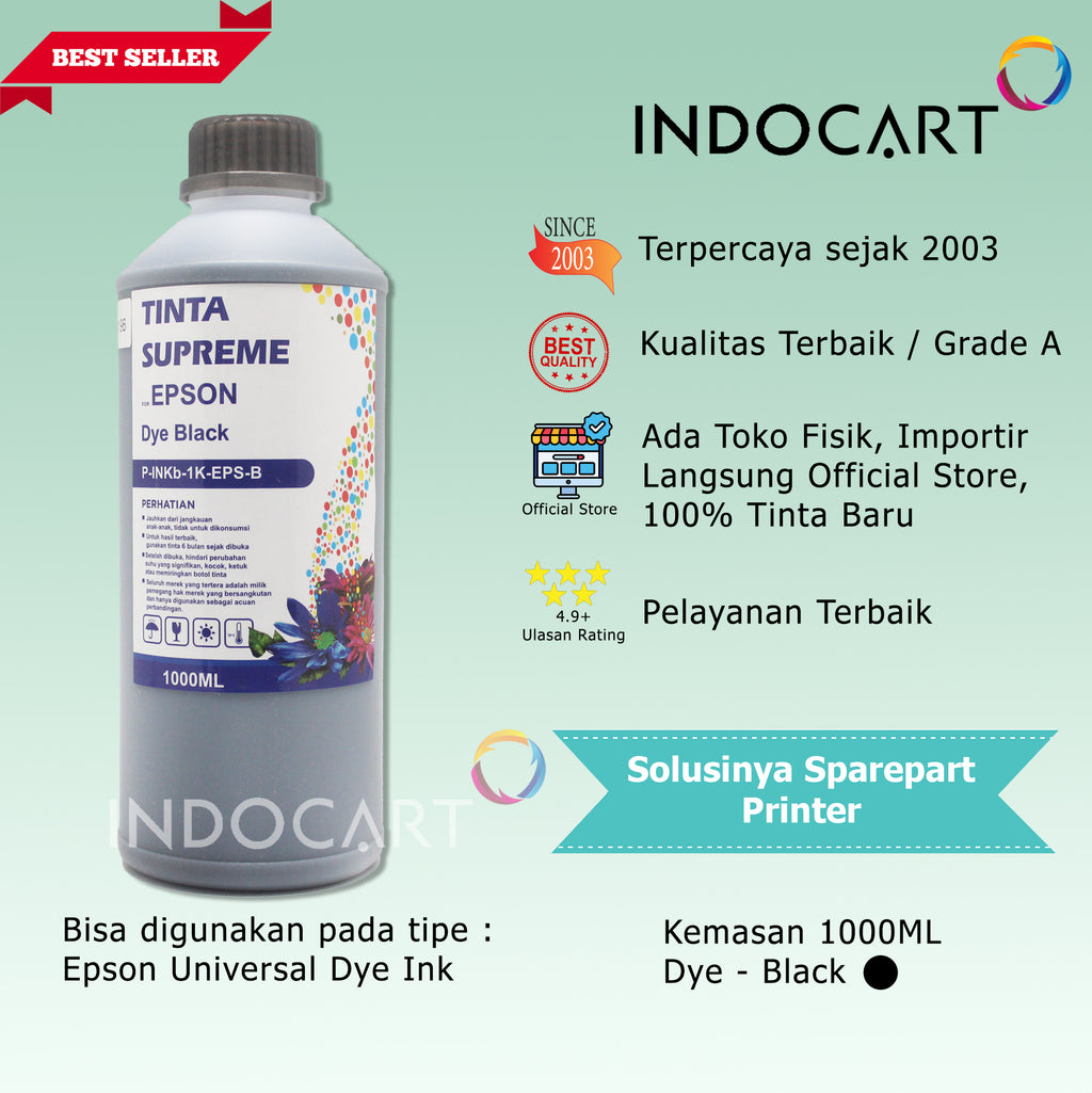 IndoCart Tinta Refill Epson T6641 T6642 T6643 T6644-Dye Ink-1kg