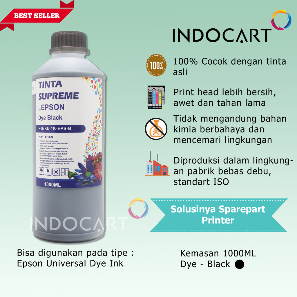 IndoCart Tinta Refill Printer Epson L1110 L3100 L3110 L3150 L5190-1kg