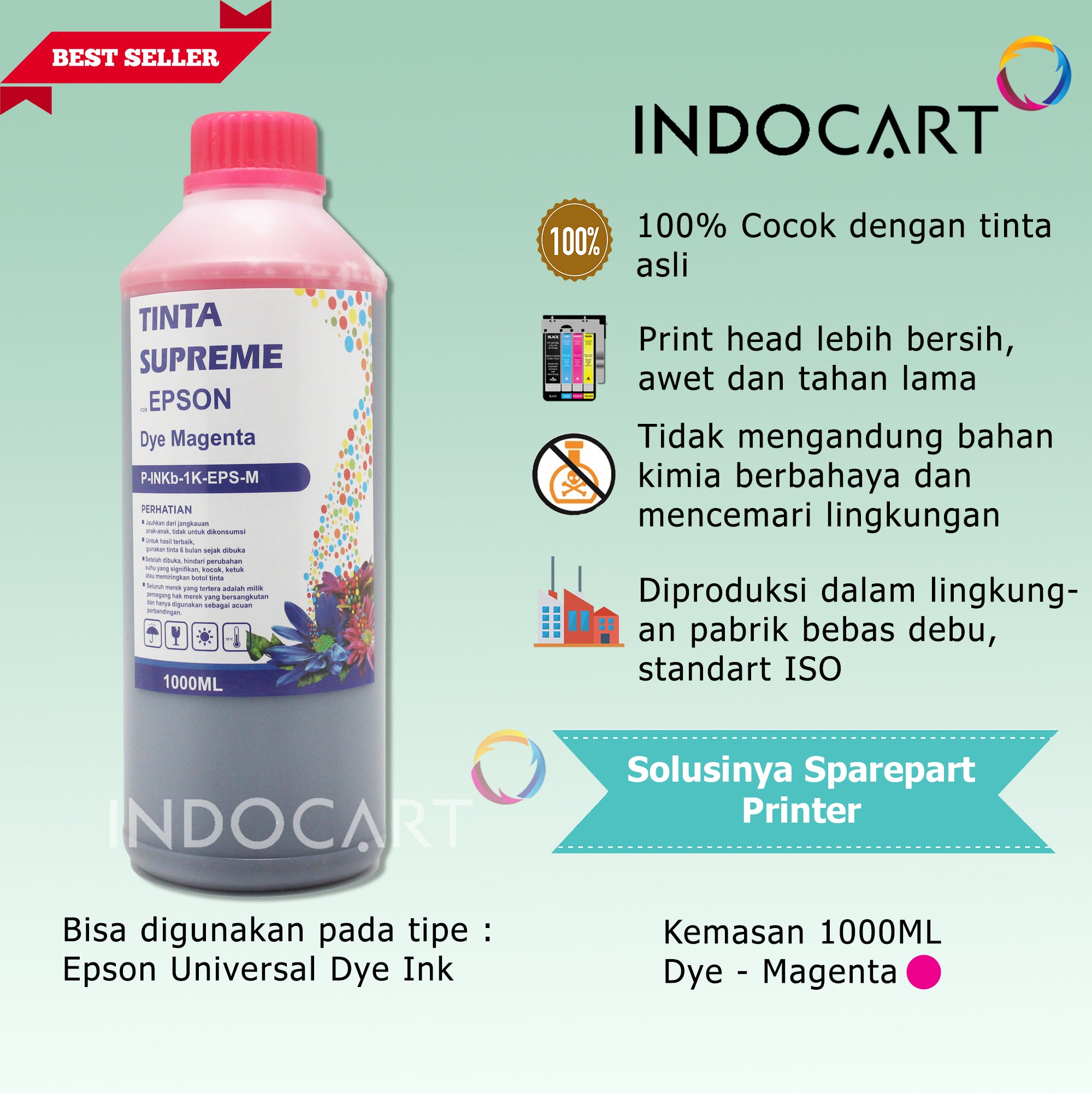 IndoCart Tinta Refill Printer Epson L1110 L3100 L3110 L3150 L5190-1kg