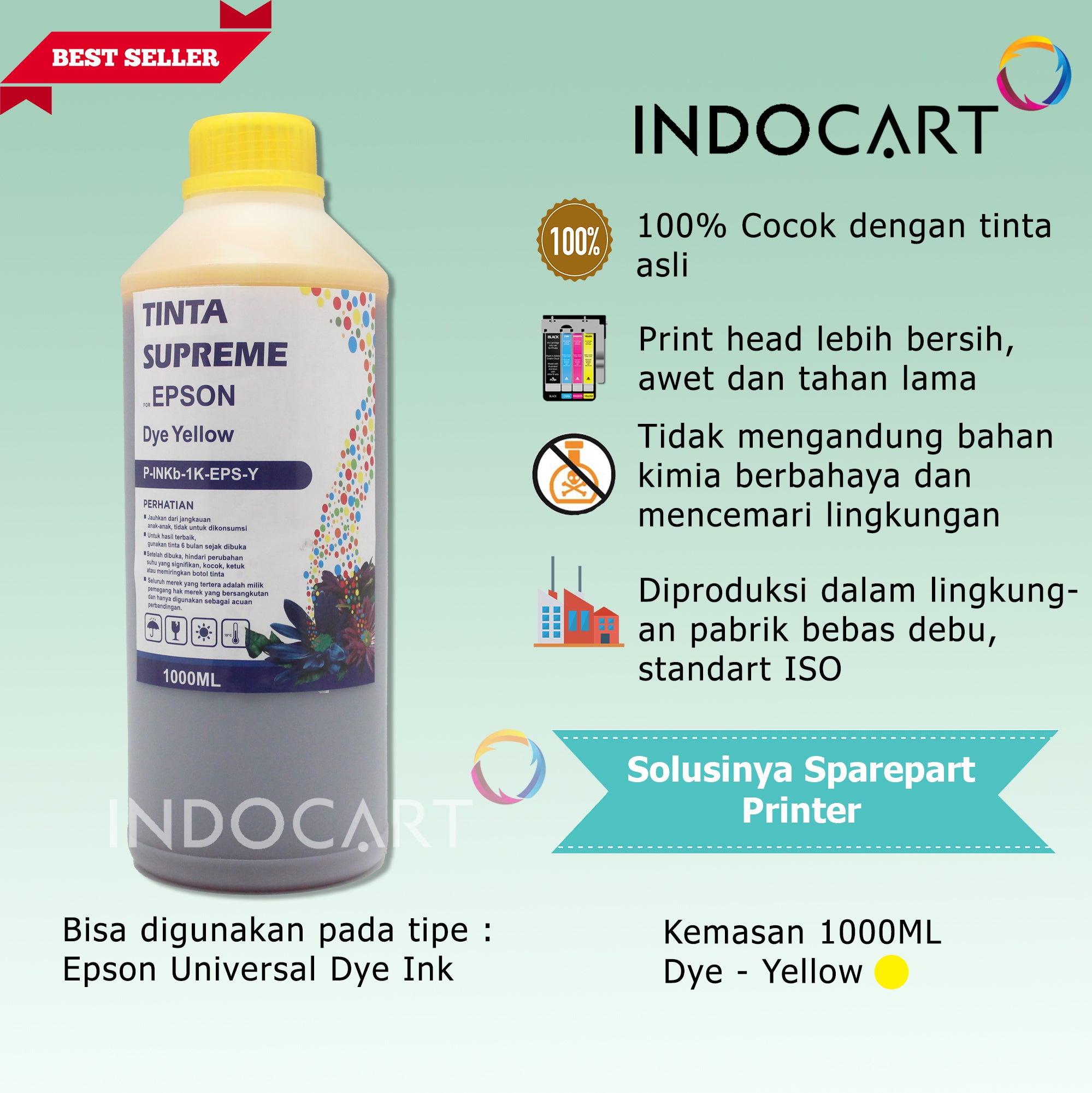 IndoCart Tinta Refill Printer Epson L4150 L4160 L6160 L6170 L6190-1kg