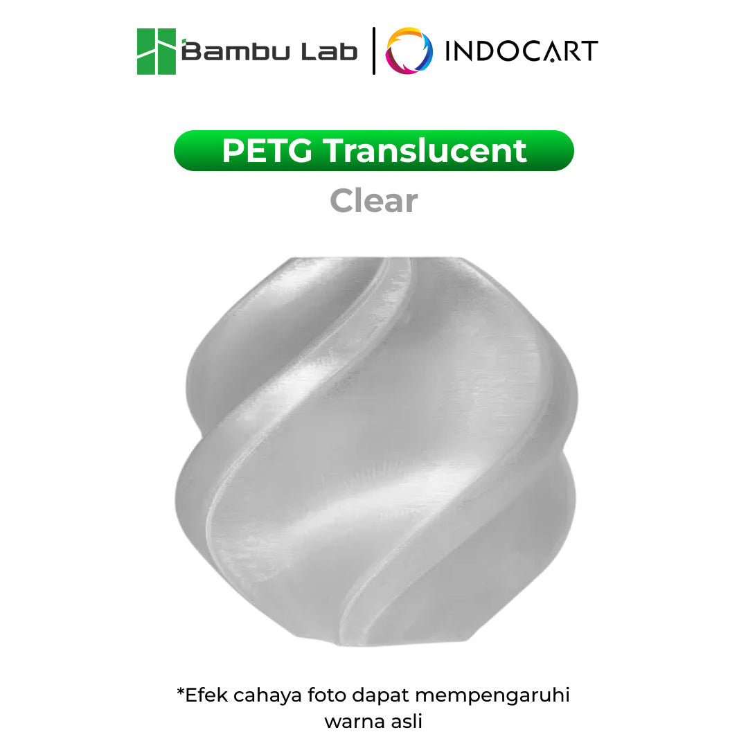 3D Printer Filament Refill BambuLab PETG Translucent Excellent Light Transmittance and Minimal Warping 1.75mm 1Kg