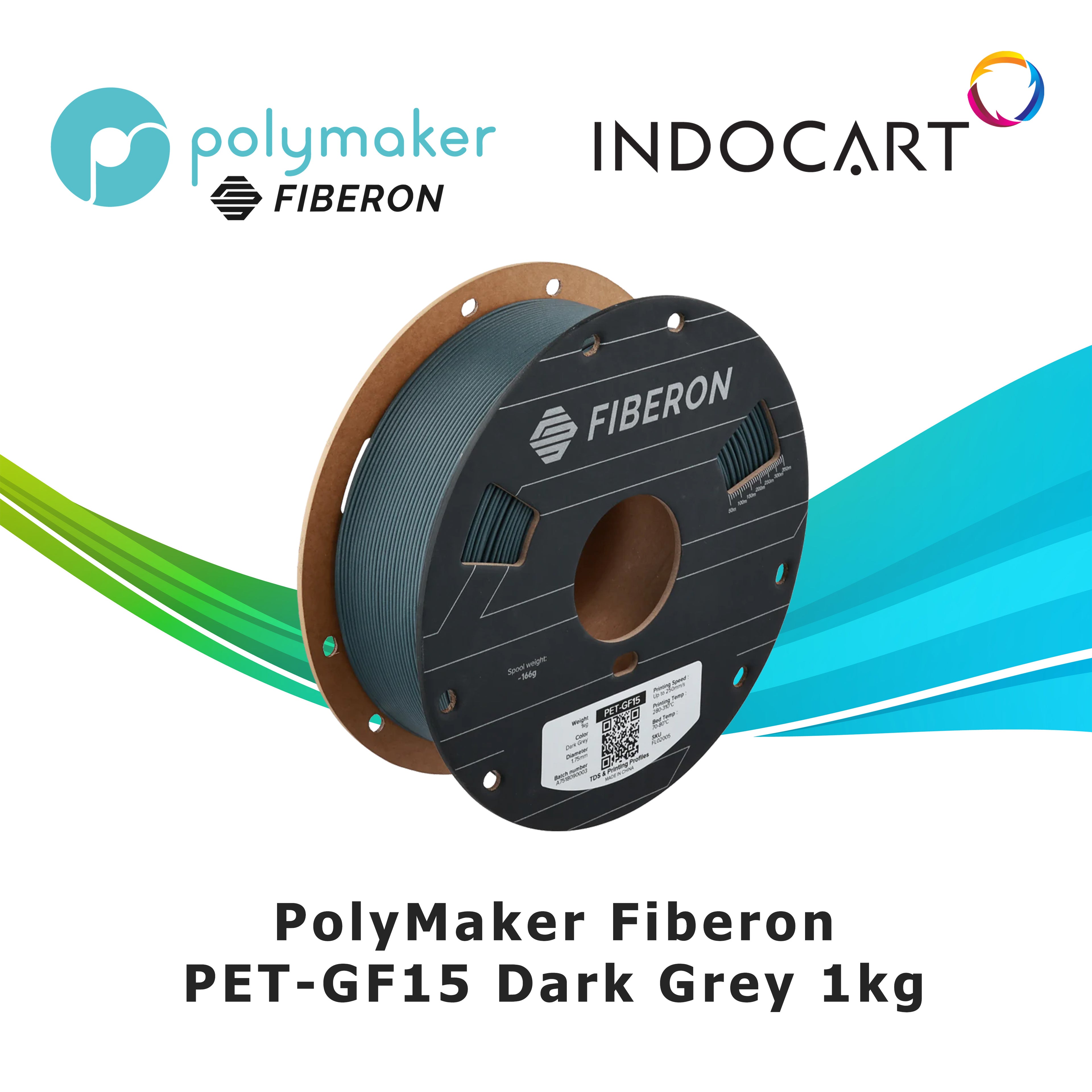 3D Printer Filament PolyMaker Fiberon PET GF15 Glass Fiber Reinforced PET Engineering Filament 1.75mm-1Kg