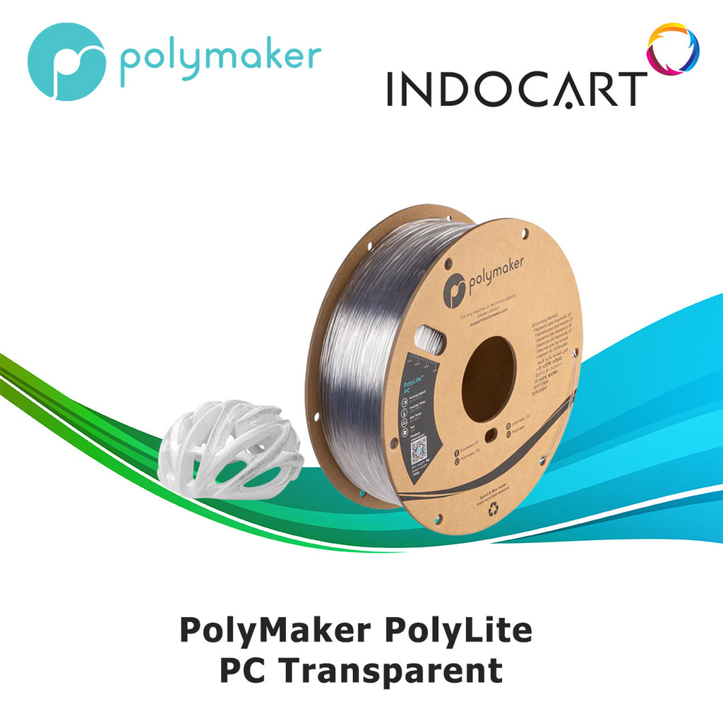 3D Printer Filament PolyMaker PolyLite PC PolyCarbonate Transparent 1.75mm 1Kg