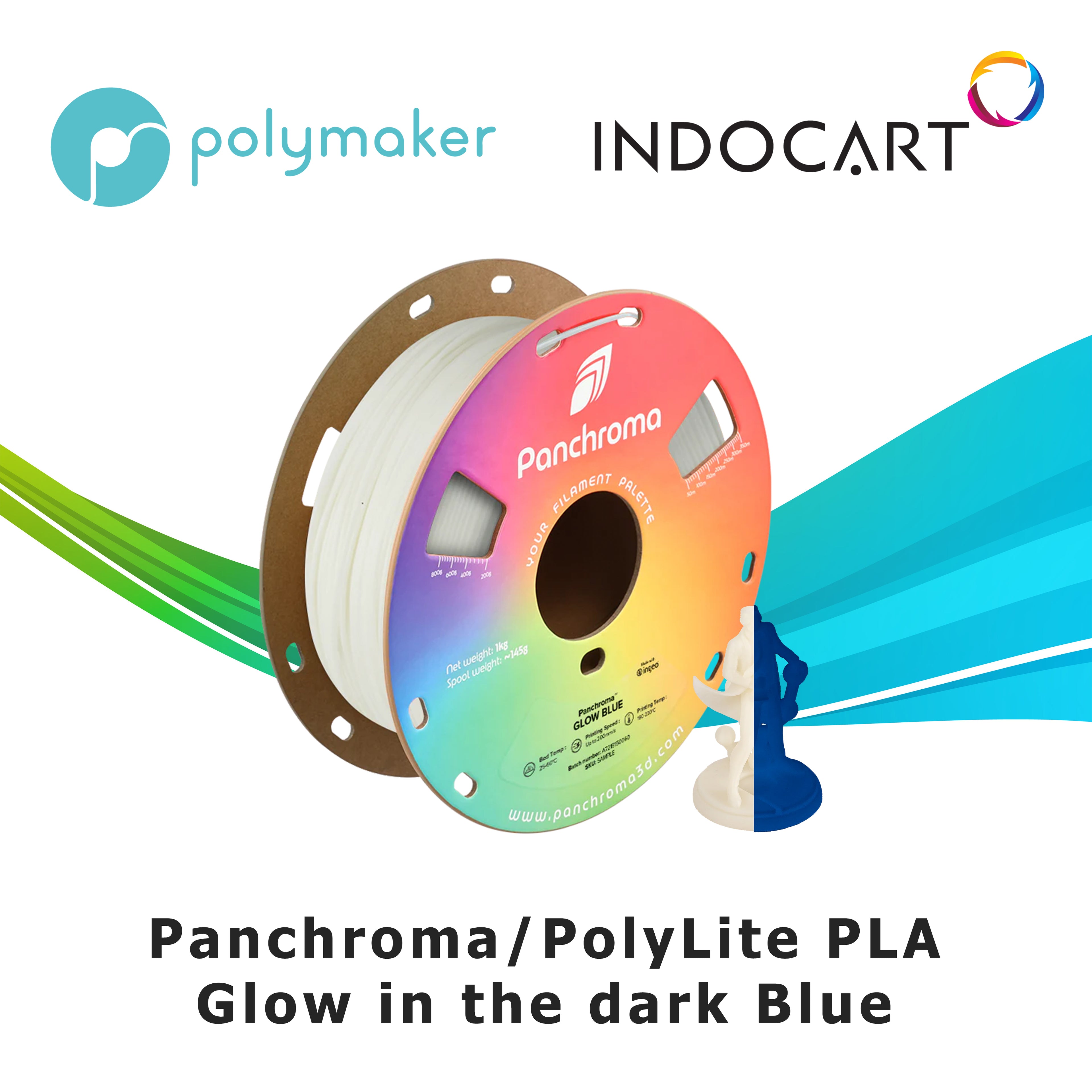 3D Printer Filament PolyMaker PolyLite PLA Glow In The Dark 1.75mm 1Kg