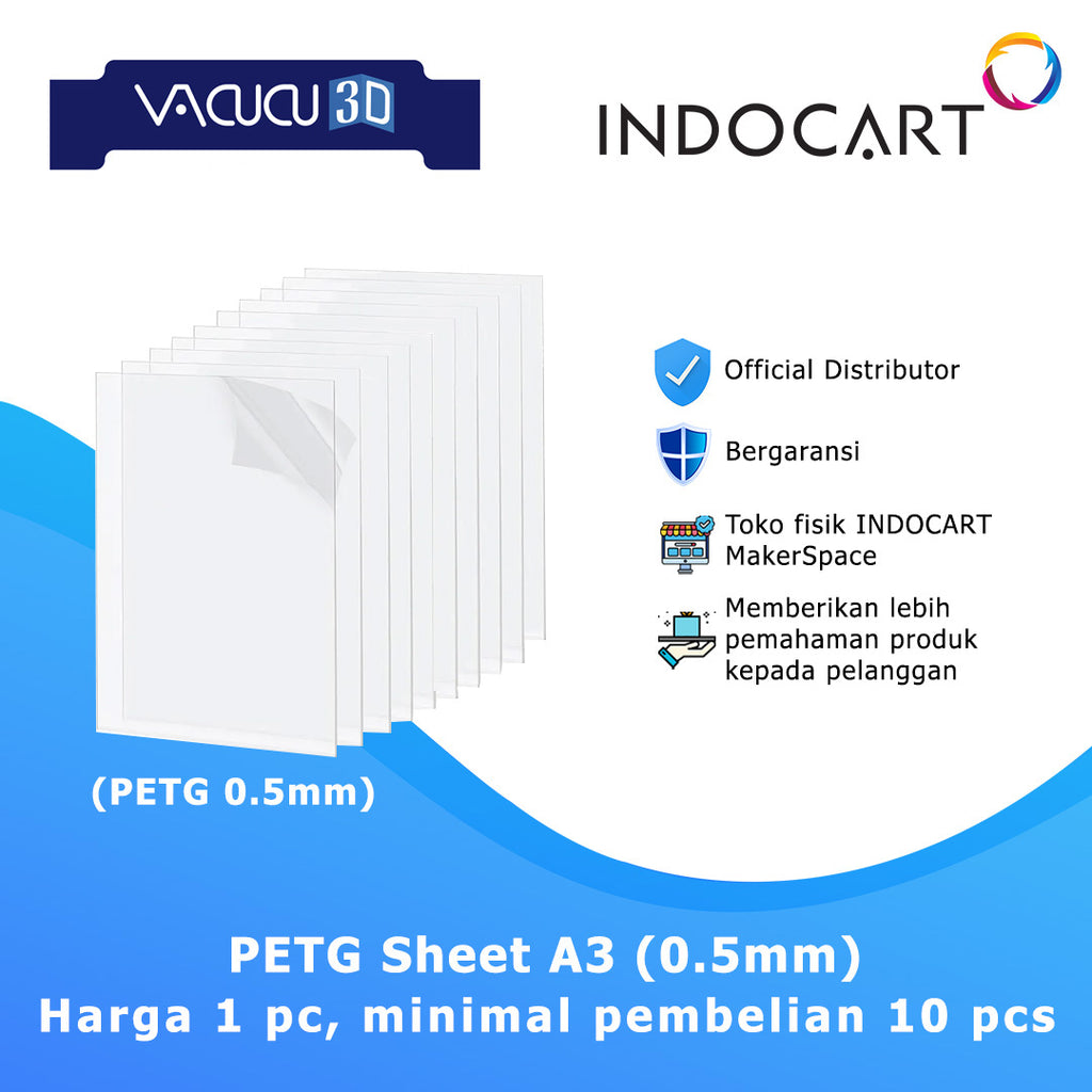 Vacucu 3D PETG Sheet A3 297x420mm for Create Prototypes Molds and Casts
