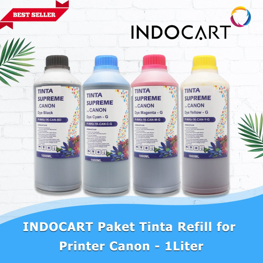 INDOCART Paket Tinta Refill utk Printer HP Brother Canon Epson-1Liter